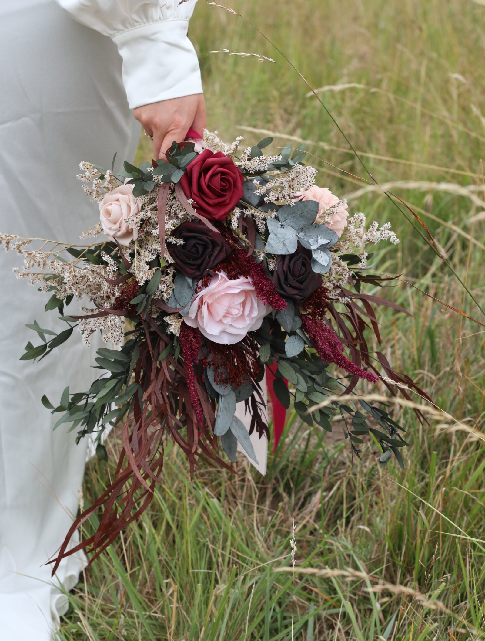Ruby | Dark Burgundy, Green & Blush Wedding Bouquet