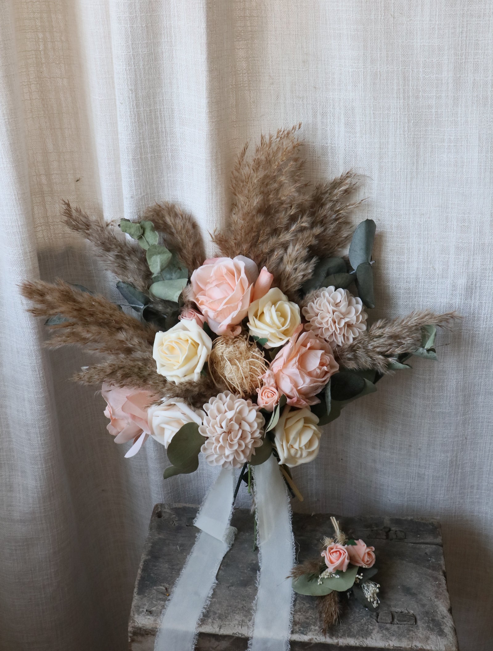 Grace blush Pink & Pampas Wedding Bouquet