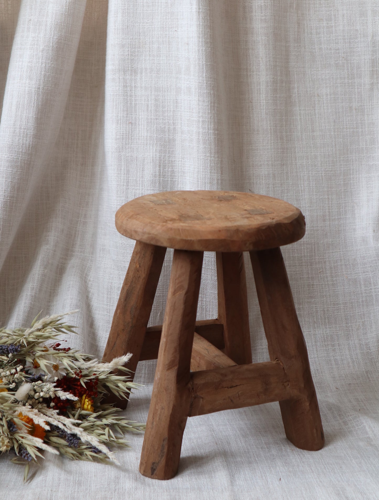 Round Antique Small Stool