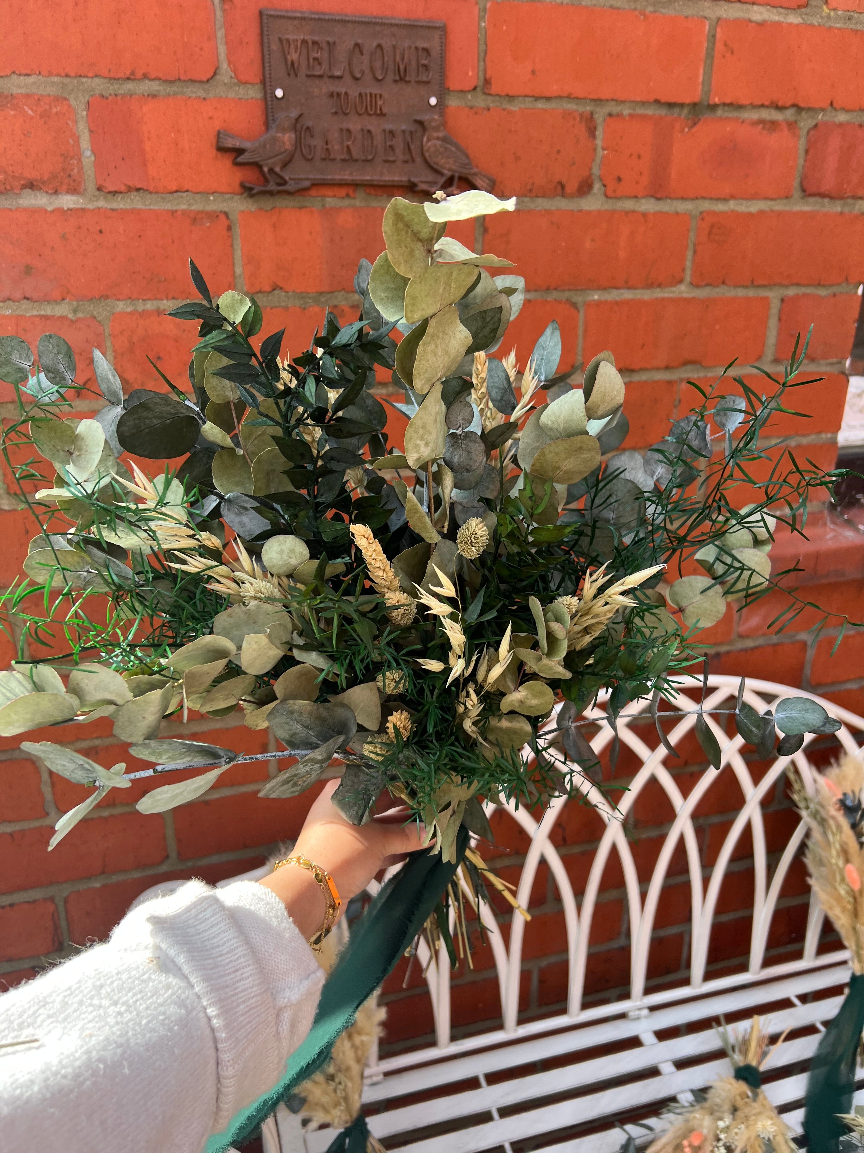Emerald | Green Eucalyptus Dried Flower Wedding Bouquet