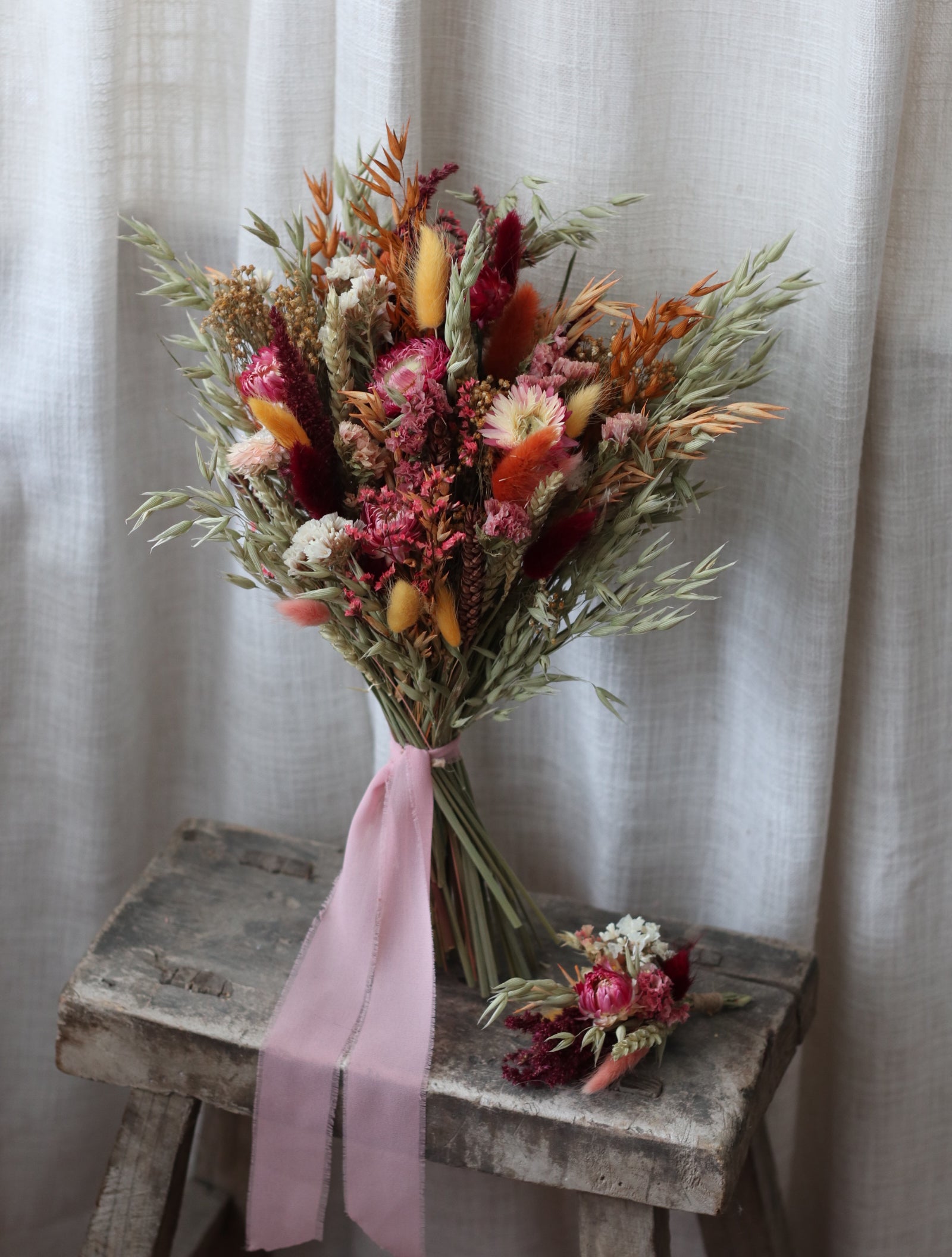 Enid Rustic Dried Flower Wedding Bouquet