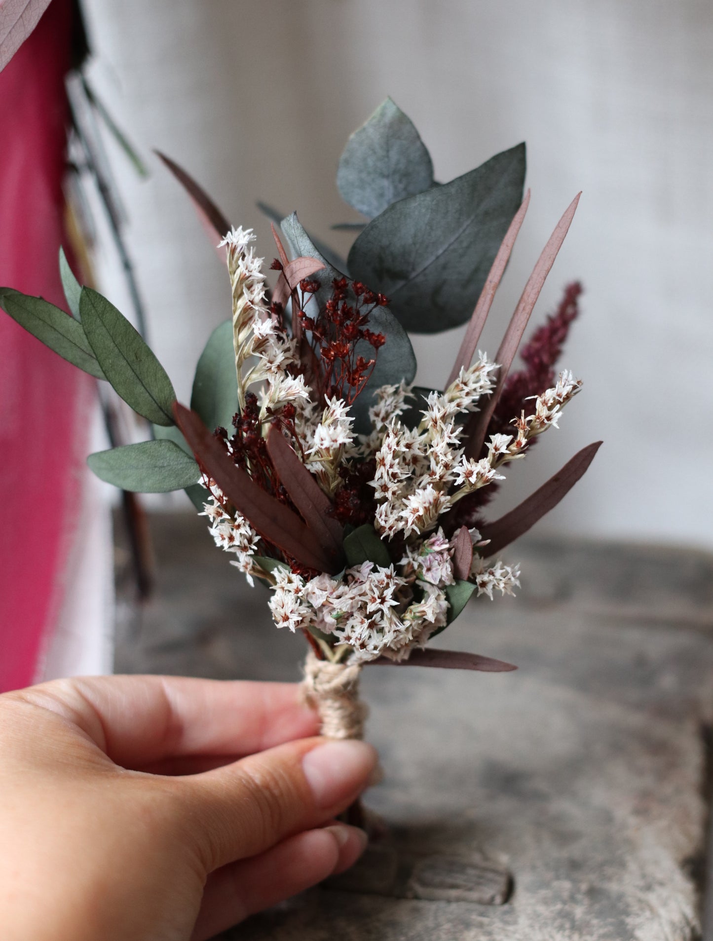 Ruby | Dark Burgundy, Green & Blush Wedding Bouquet