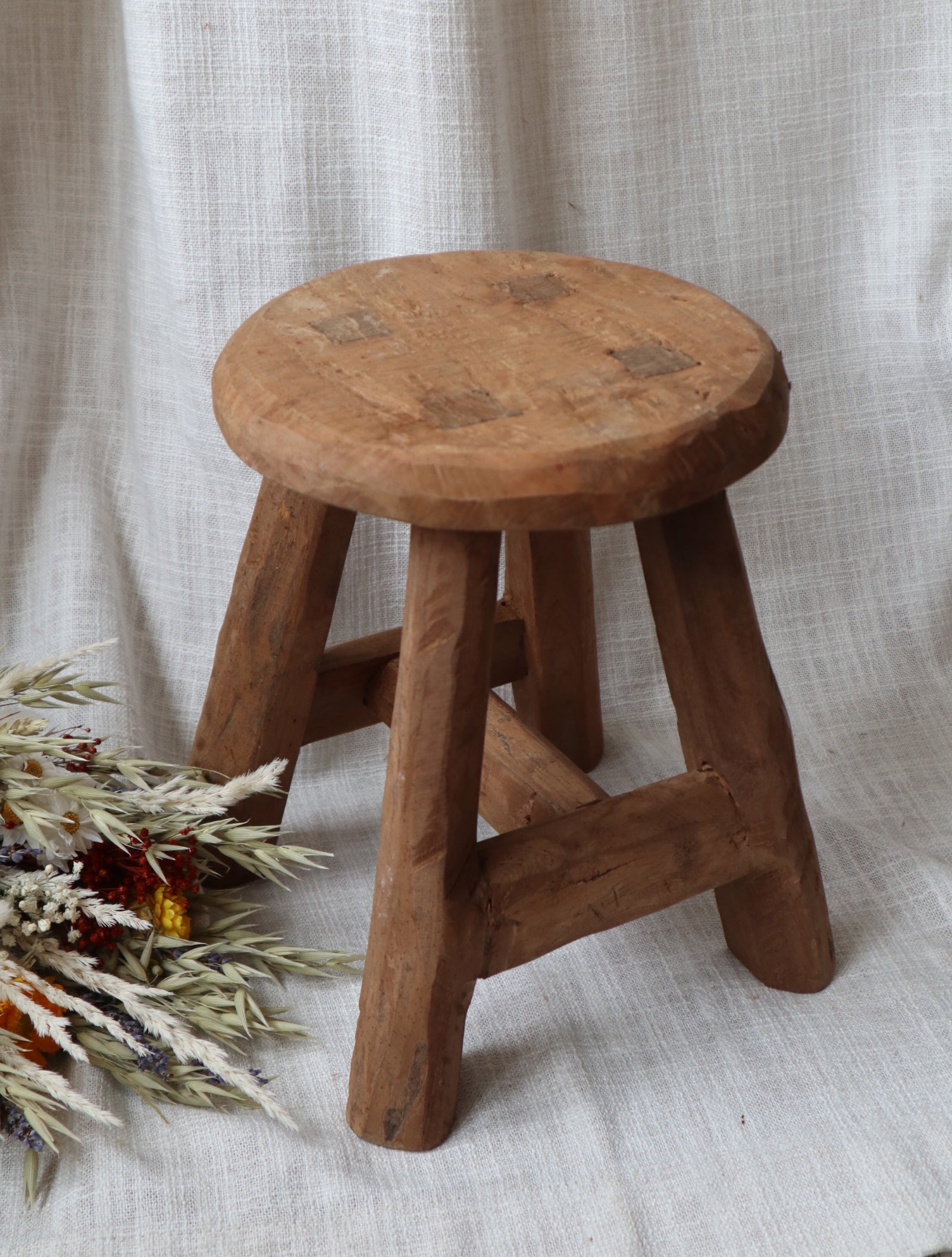 Round Antique Small Stool