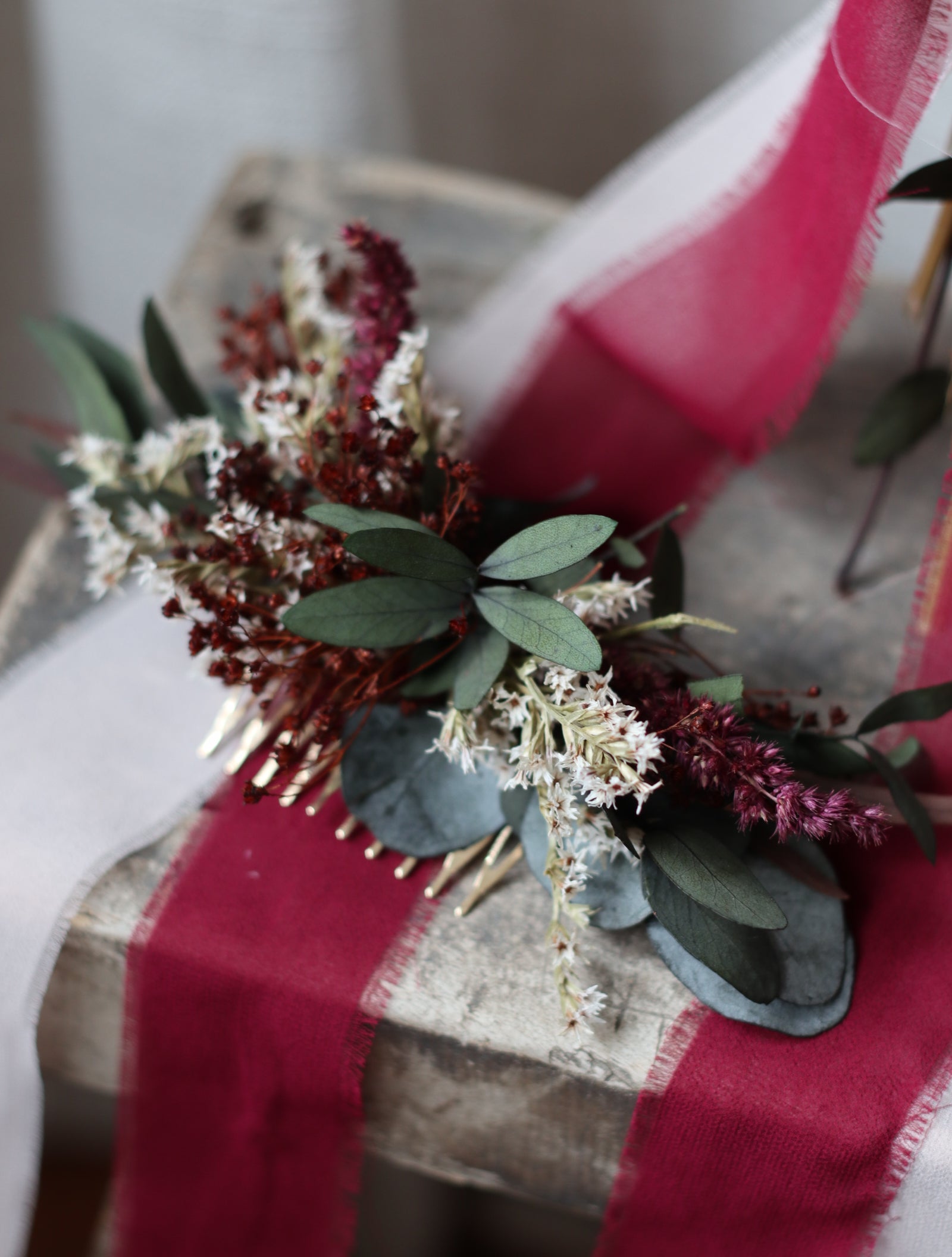 Ruby | Dark Burgundy, Green & Blush Wedding Bouquet