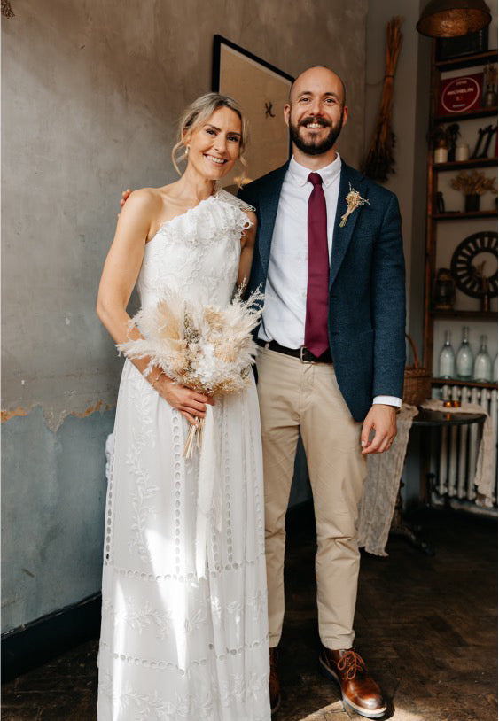 Orla | Luxury Neutral Dried Flower Wedding Bouquets With Dried Roses & White Hydrangeas