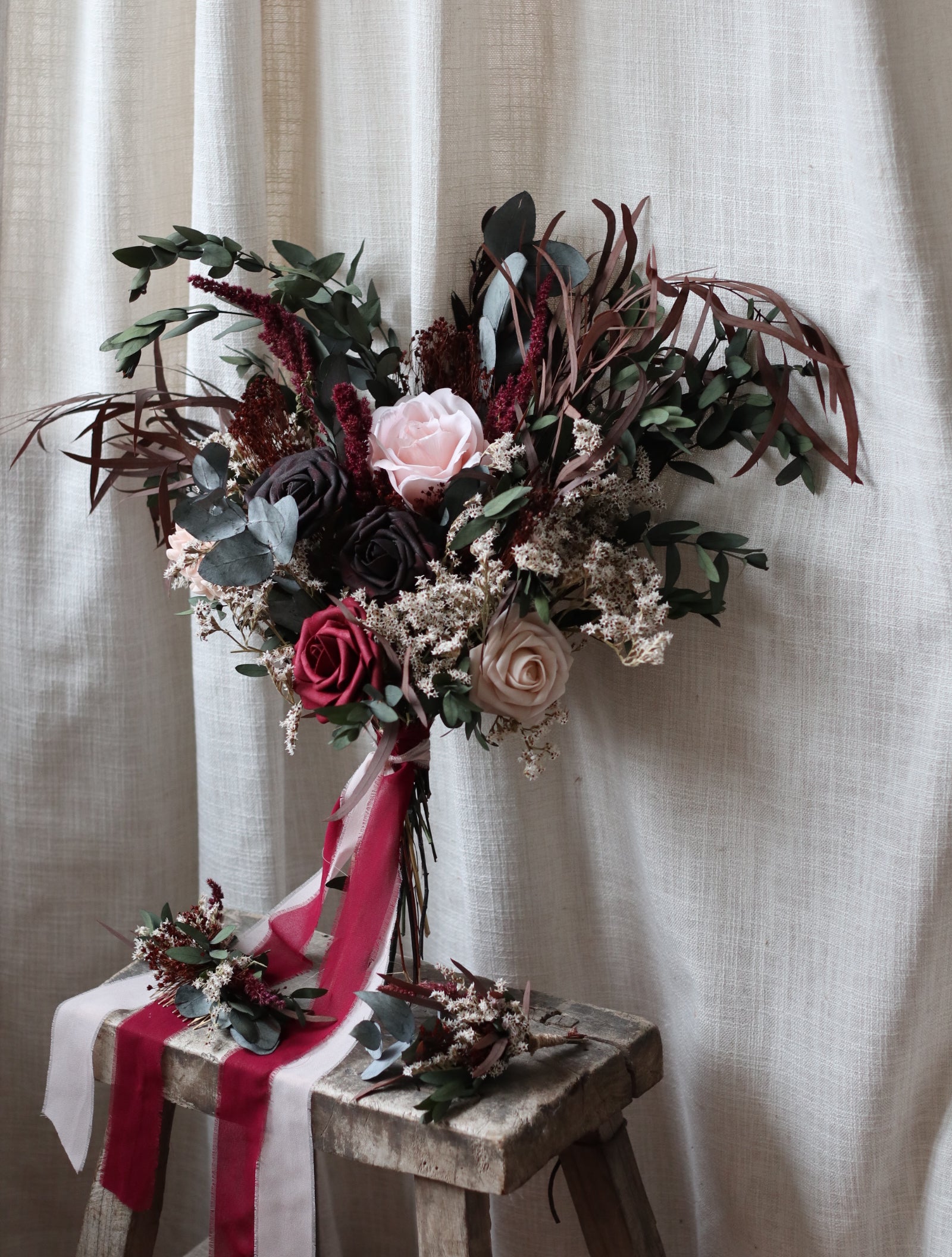 Ruby | Dark Burgundy, Green & Blush Wedding Bouquet
