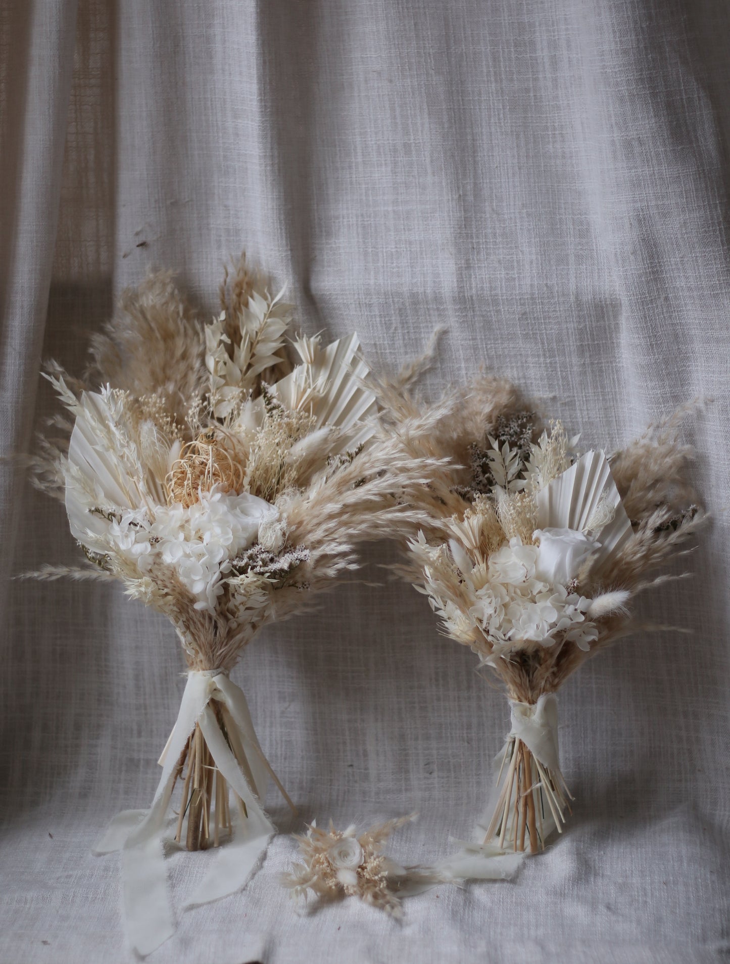 Orla | Luxury Neutral Dried Flower Wedding Bouquets With Dried Roses & White Hydrangeas