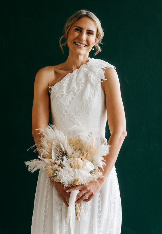 Orla | Luxury Neutral Dried Flower Wedding Bouquets With Dried Roses & White Hydrangeas