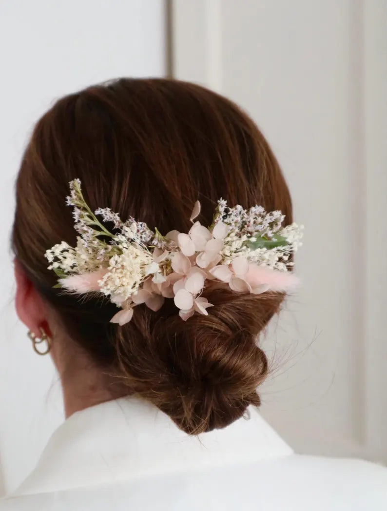 Blush Pink Dried Flower Comb