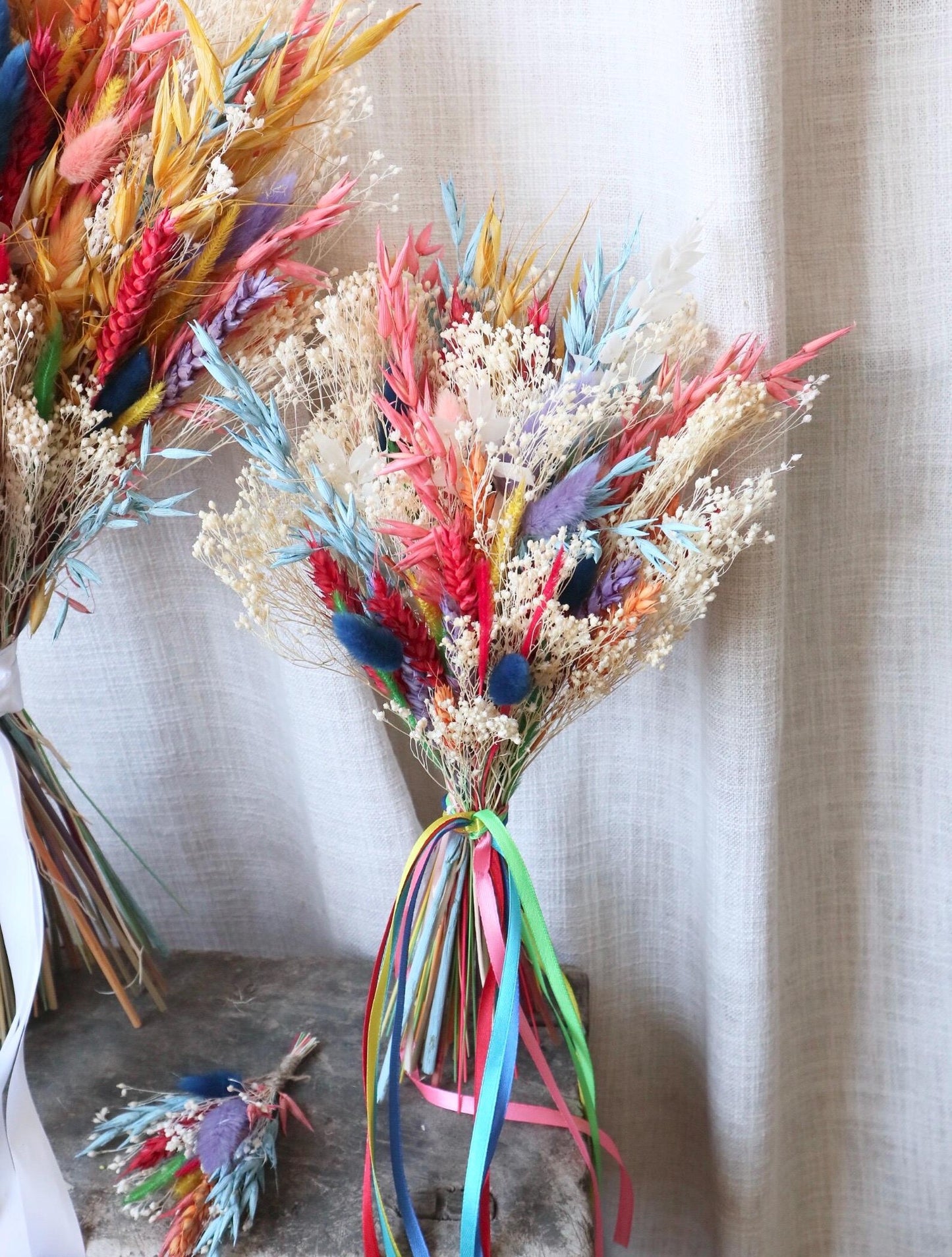 The Happy Dried Flower Wedding Bouquets