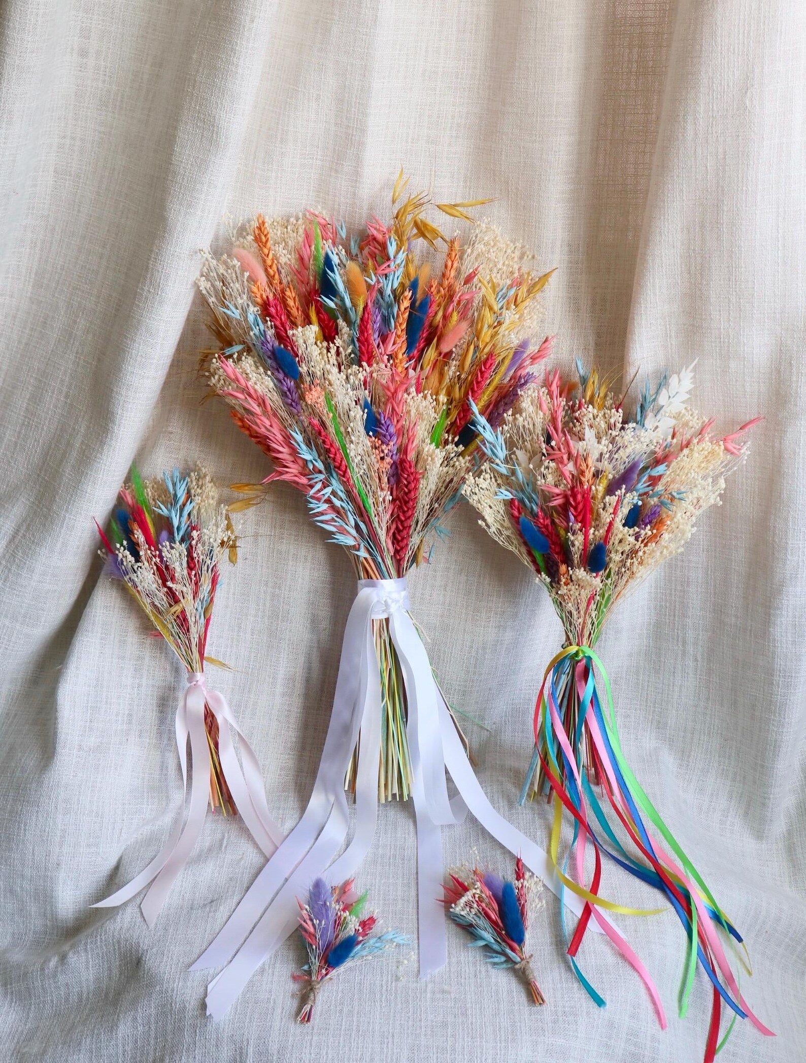 The Happy Dried Flower Wedding Bouquets