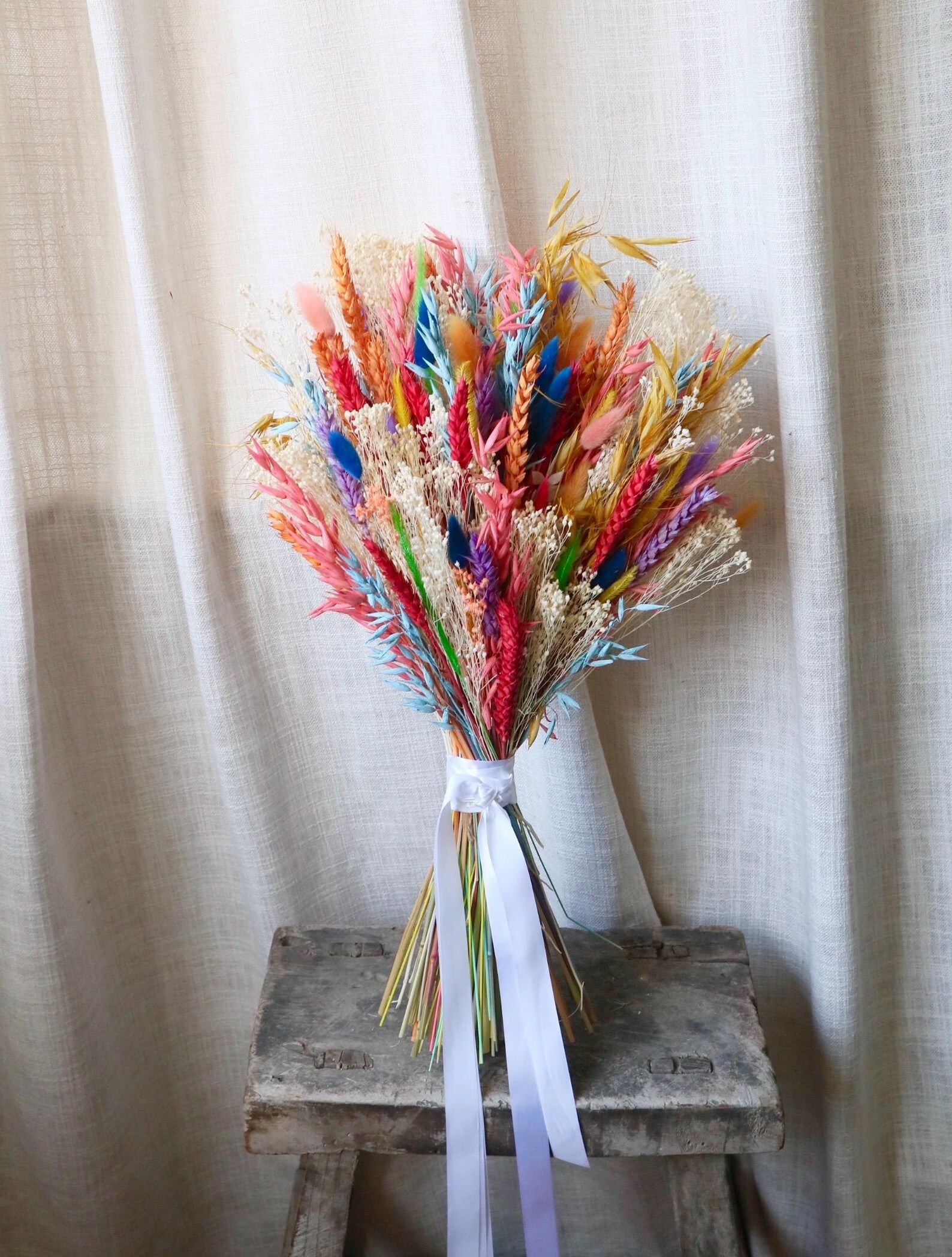 The Happy Dried Flower Wedding Bouquets