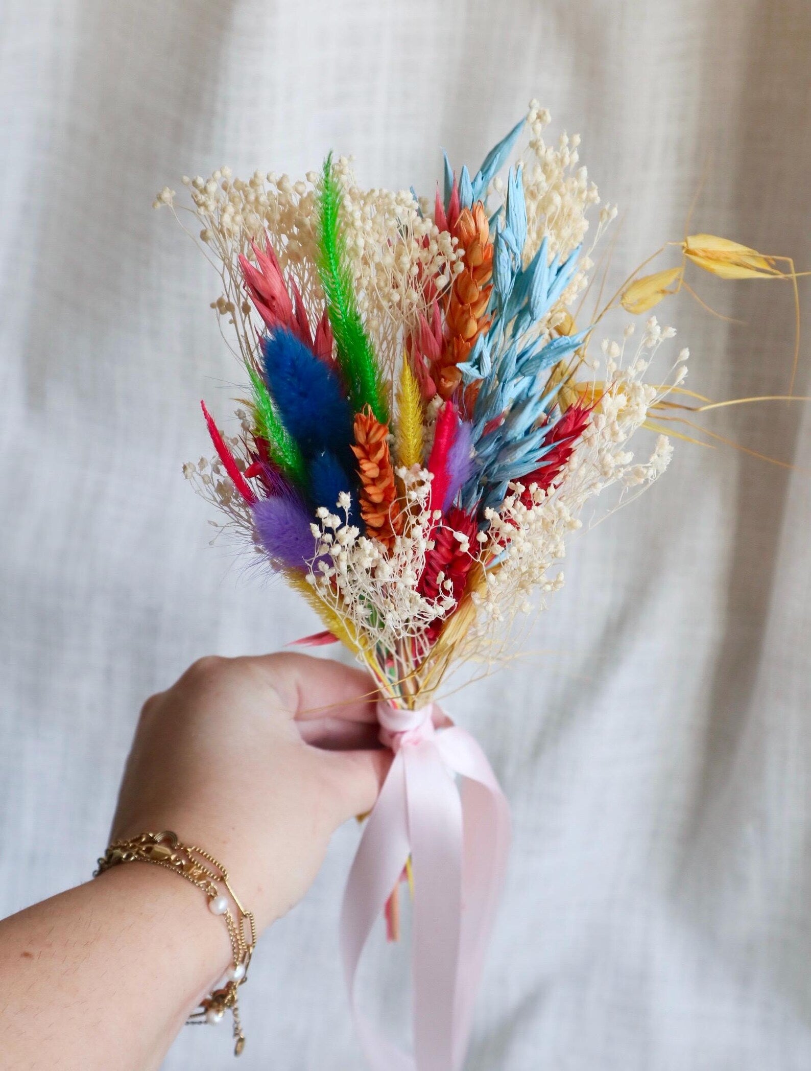 The Happy Dried Flower Wedding Bouquets