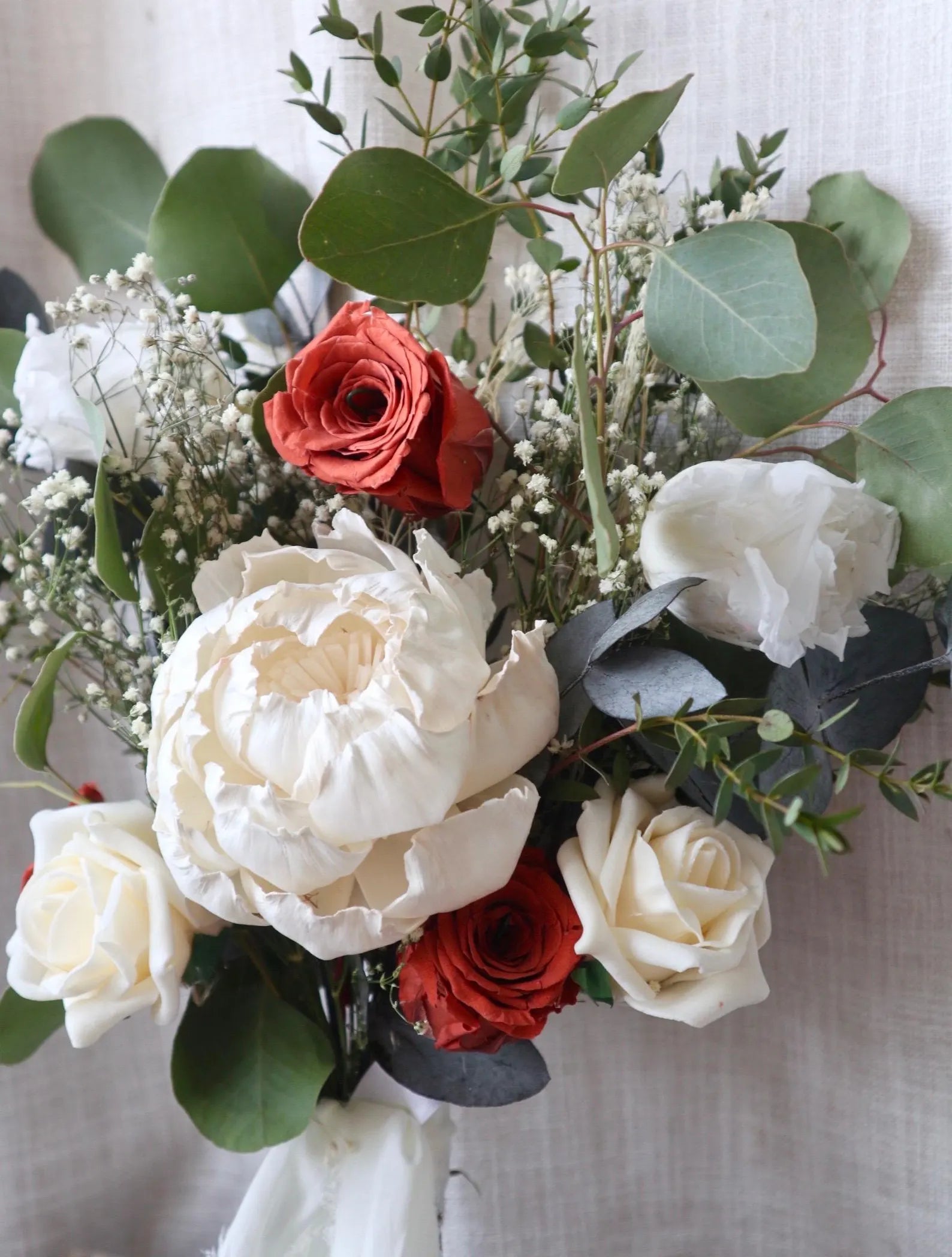 Mira | Burnt Orange, White & Green Bridal Bouquet