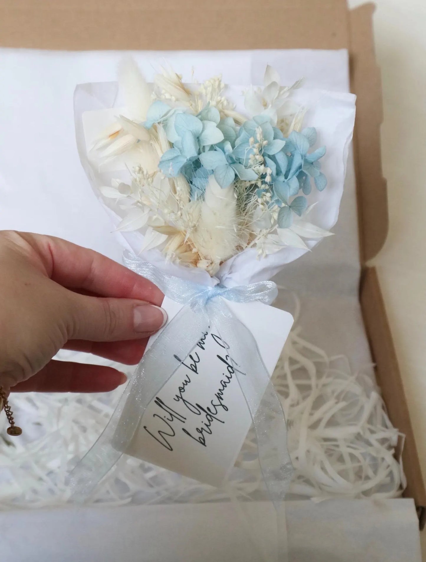 Blue & White Proposal Bouquets