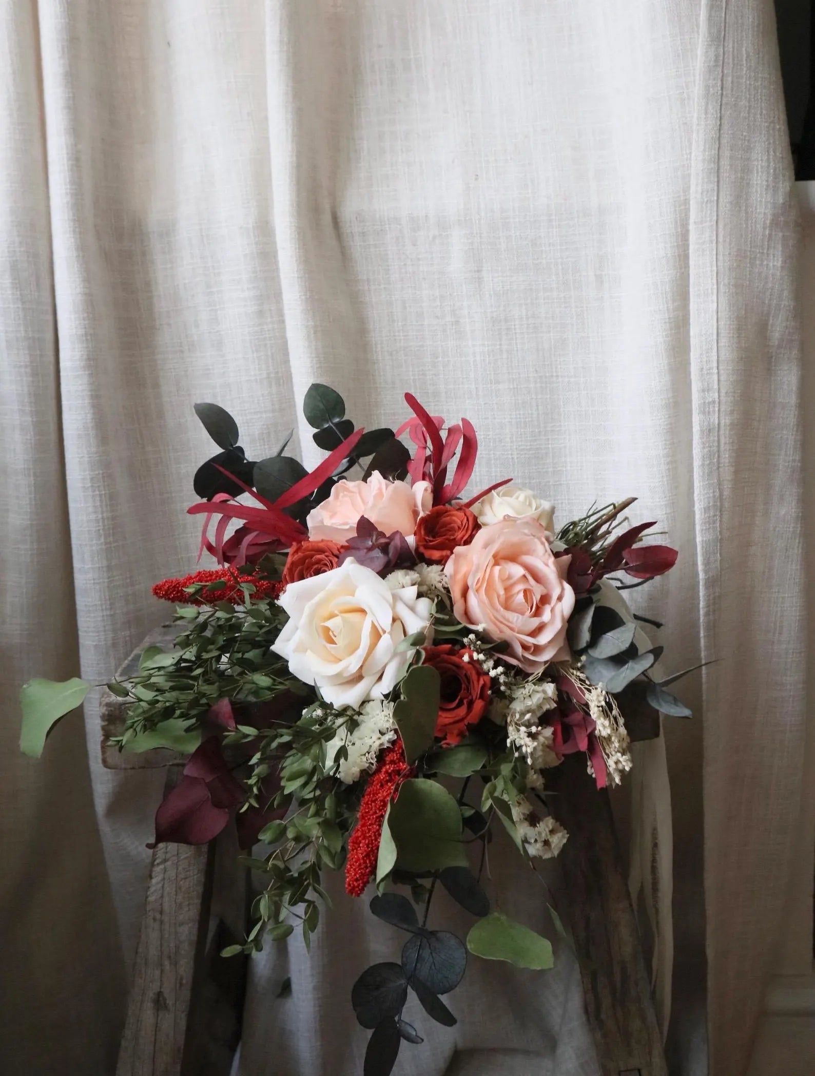 Elodie | Burnt Orange & Green Eucalyptus Dried Flower Bouquets