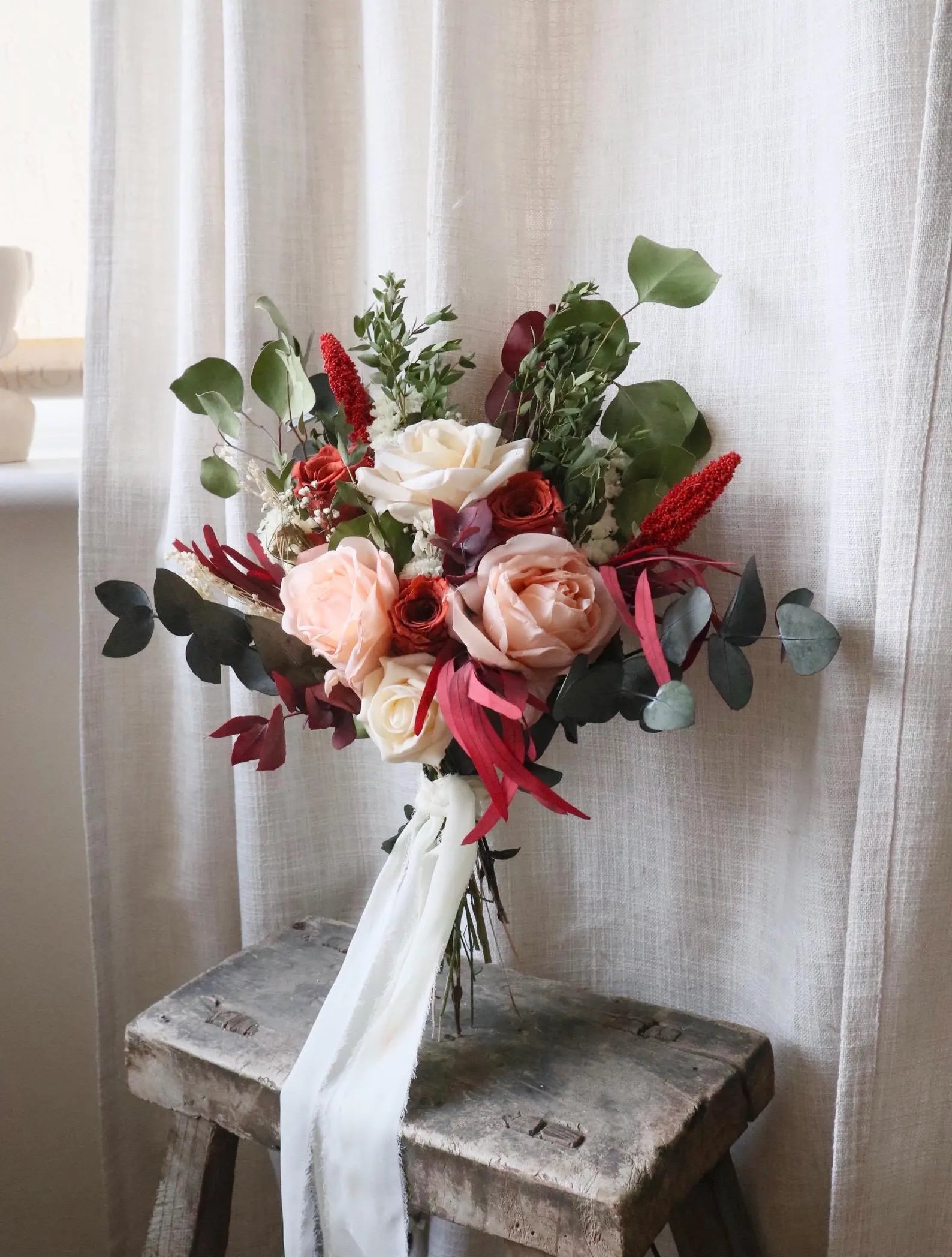Elodie | Burnt Orange & Green Eucalyptus Dried Flower Bouquets