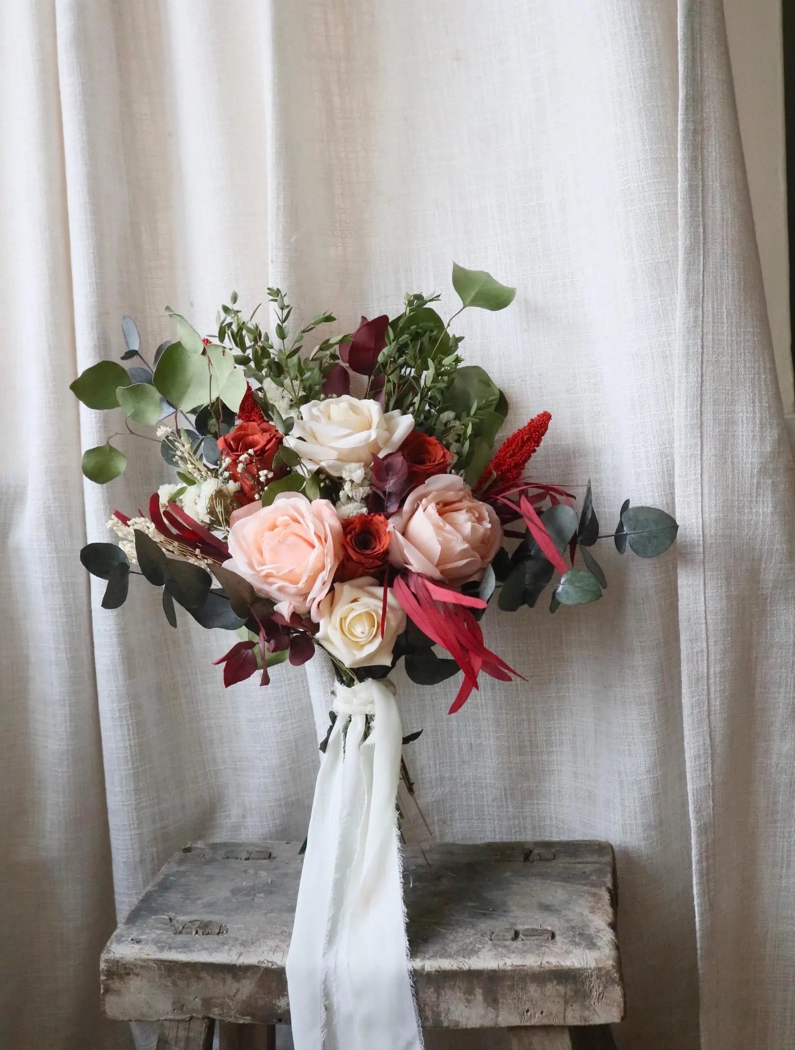 Elodie | Burnt Orange & Green Eucalyptus Dried Flower Bouquets