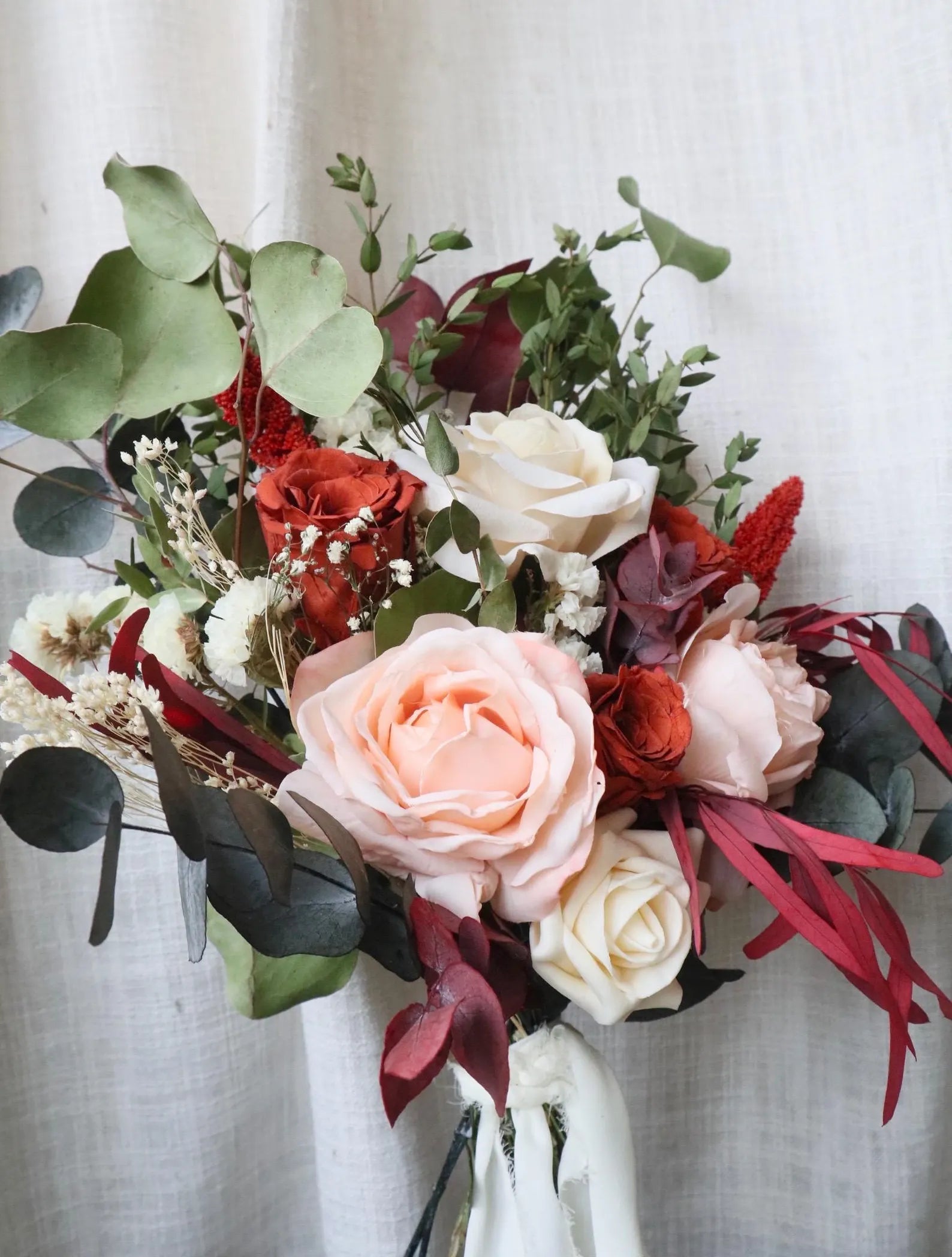 Elodie | Burnt Orange & Green Eucalyptus Dried Flower Bouquets