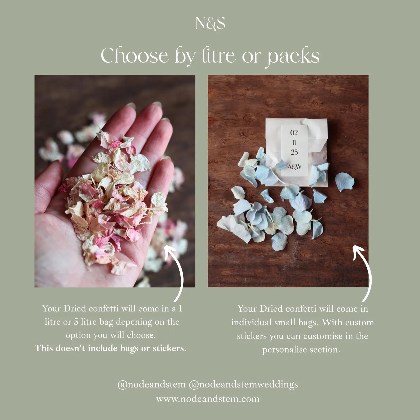 Personalised Dried Flower Confetti Bags