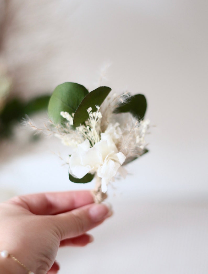 Dried Eucalyptus & Hydrangea Wedding Bouquets