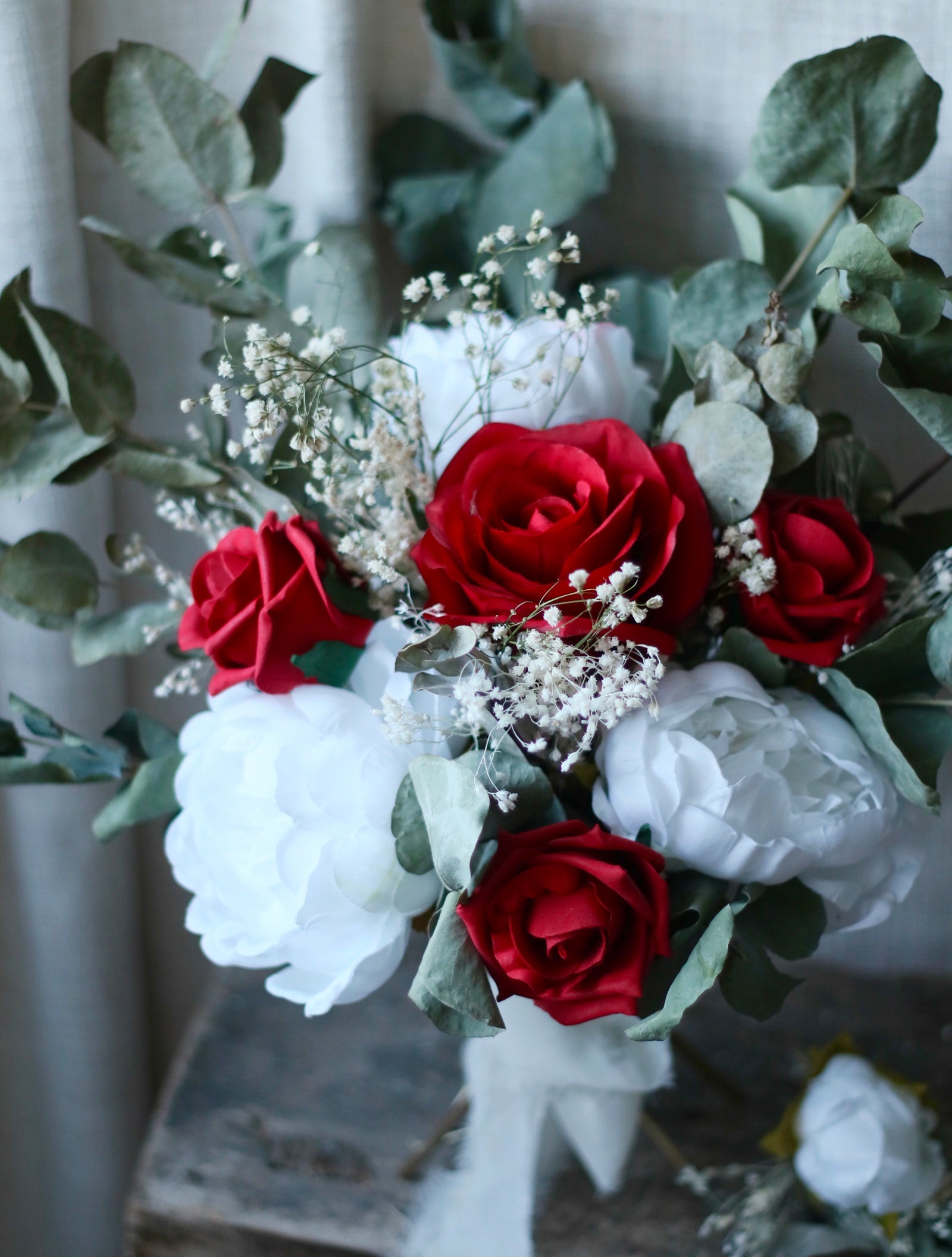 Scarlett White, Red & Green Bridal Bouquet