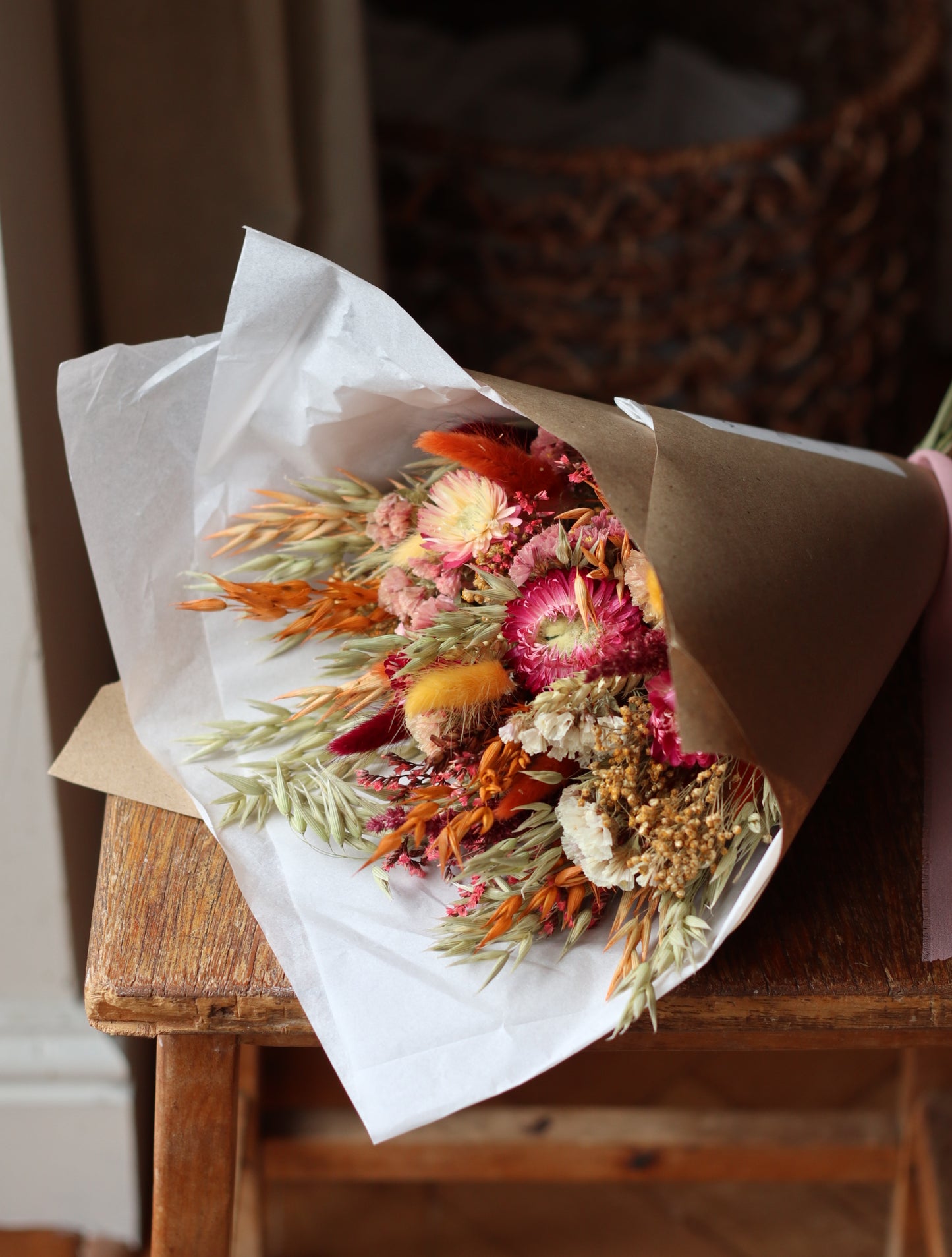 Enid Rustic Dried Flower Wedding Bouquet