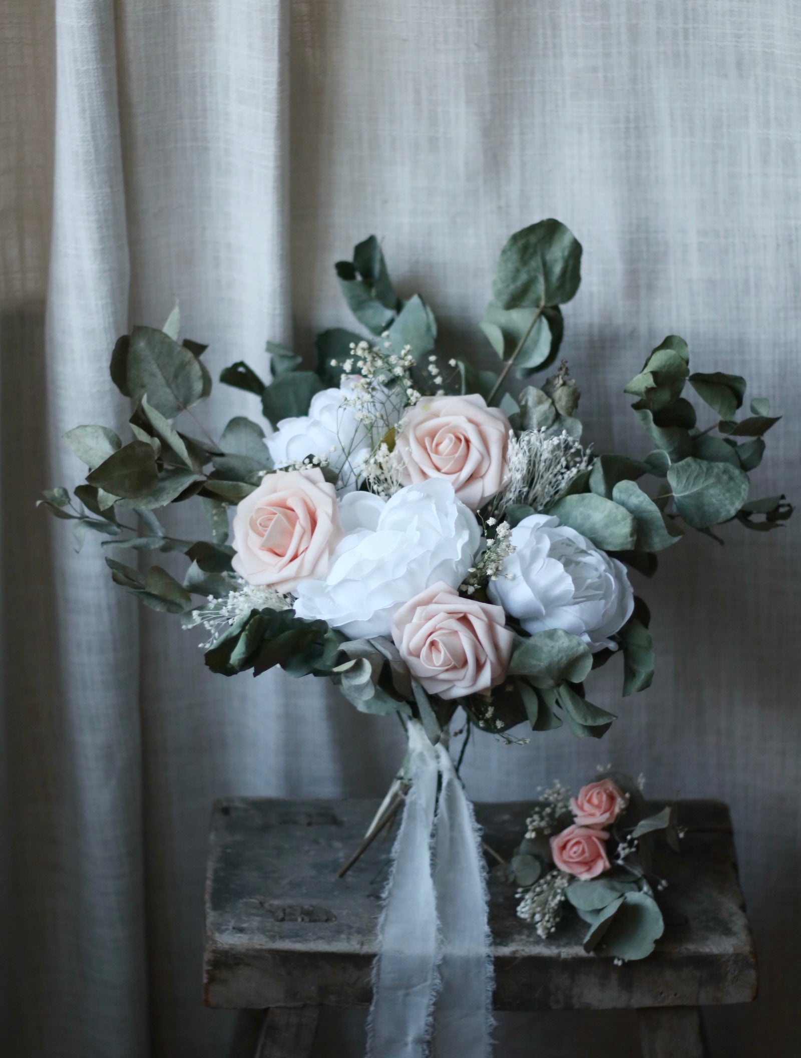 Julia Pink Rose & White Peony Bouquet