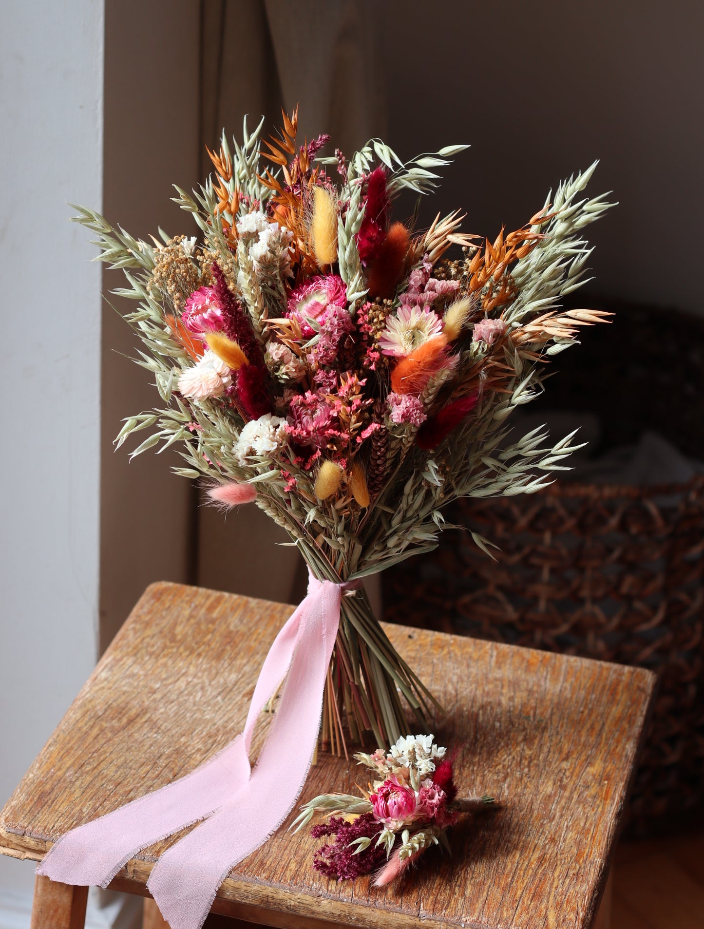 Enid Rustic Dried Flower Wedding Bouquet