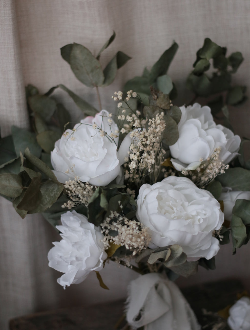 Juliet White Peony & Green Bridal Bouquet