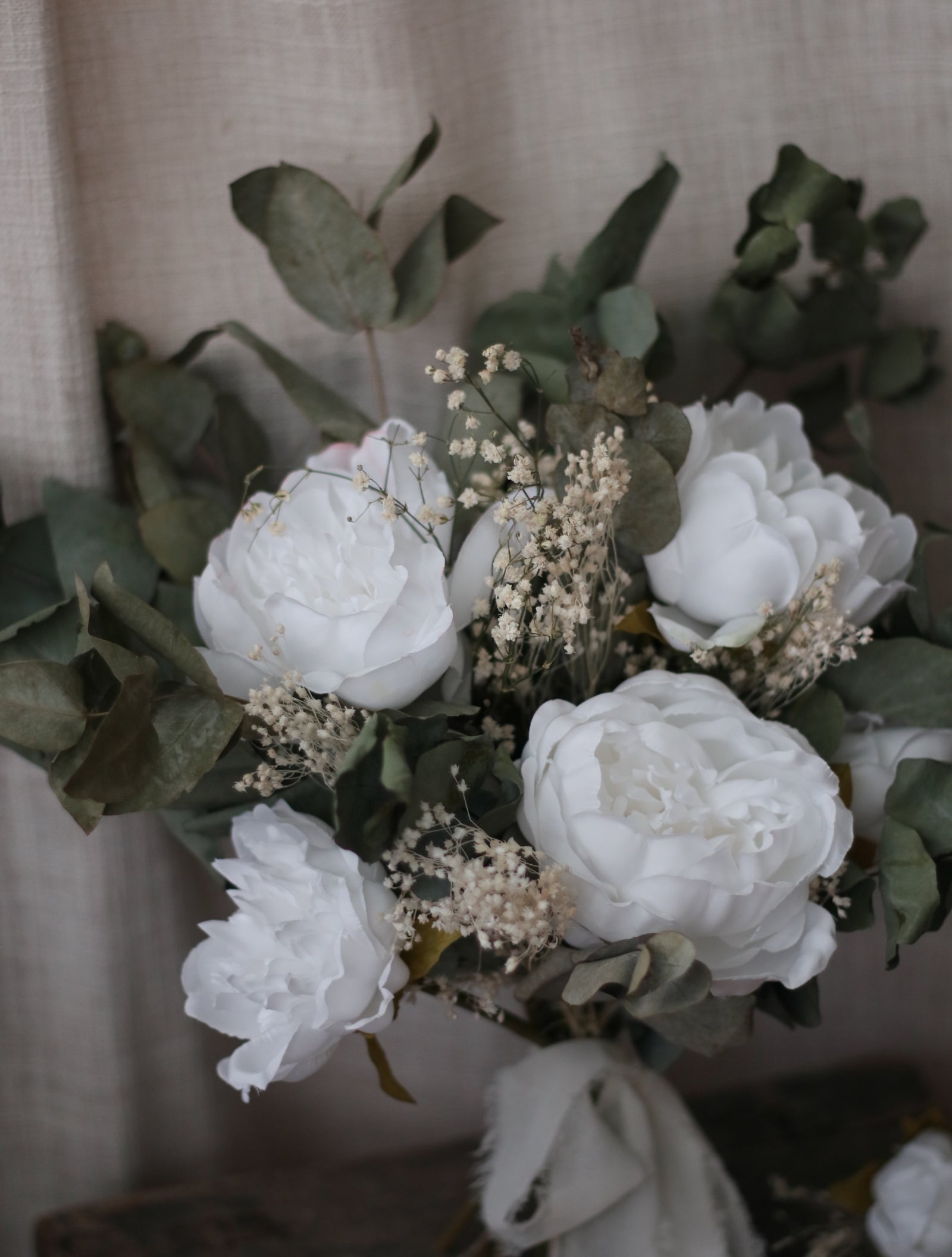 Juliet White Peony & Green Bridal Bouquet