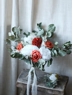 Maya Burnt Orange, White & Green Bridal Bouquet