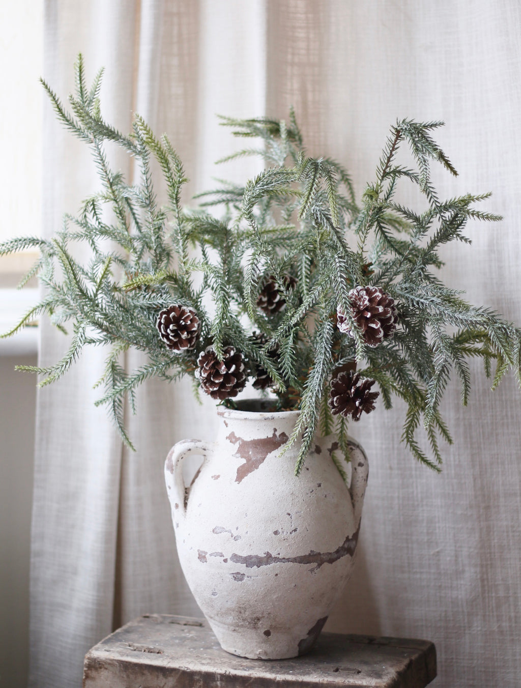 Artificial Snow-Frosted Pine Stem