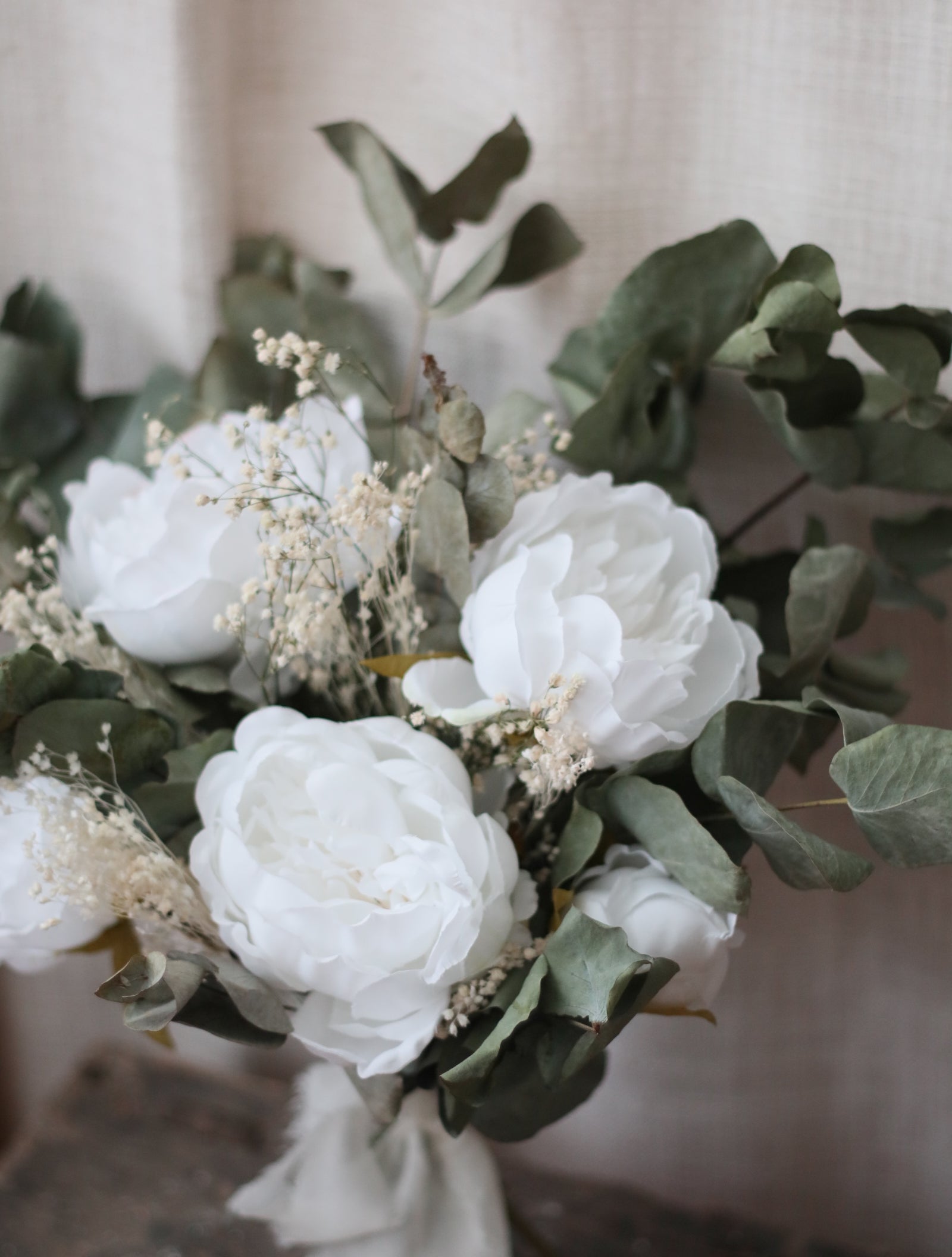 Juliet White Peony & Green Bridal Bouquet