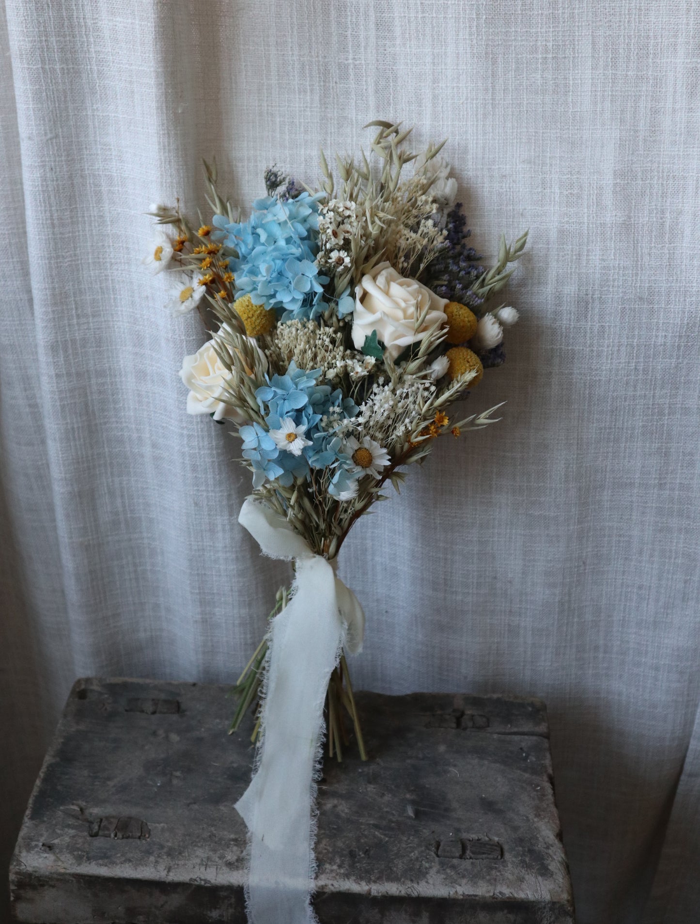 Lottie Blue, White & Yellow Bridal Bouquet