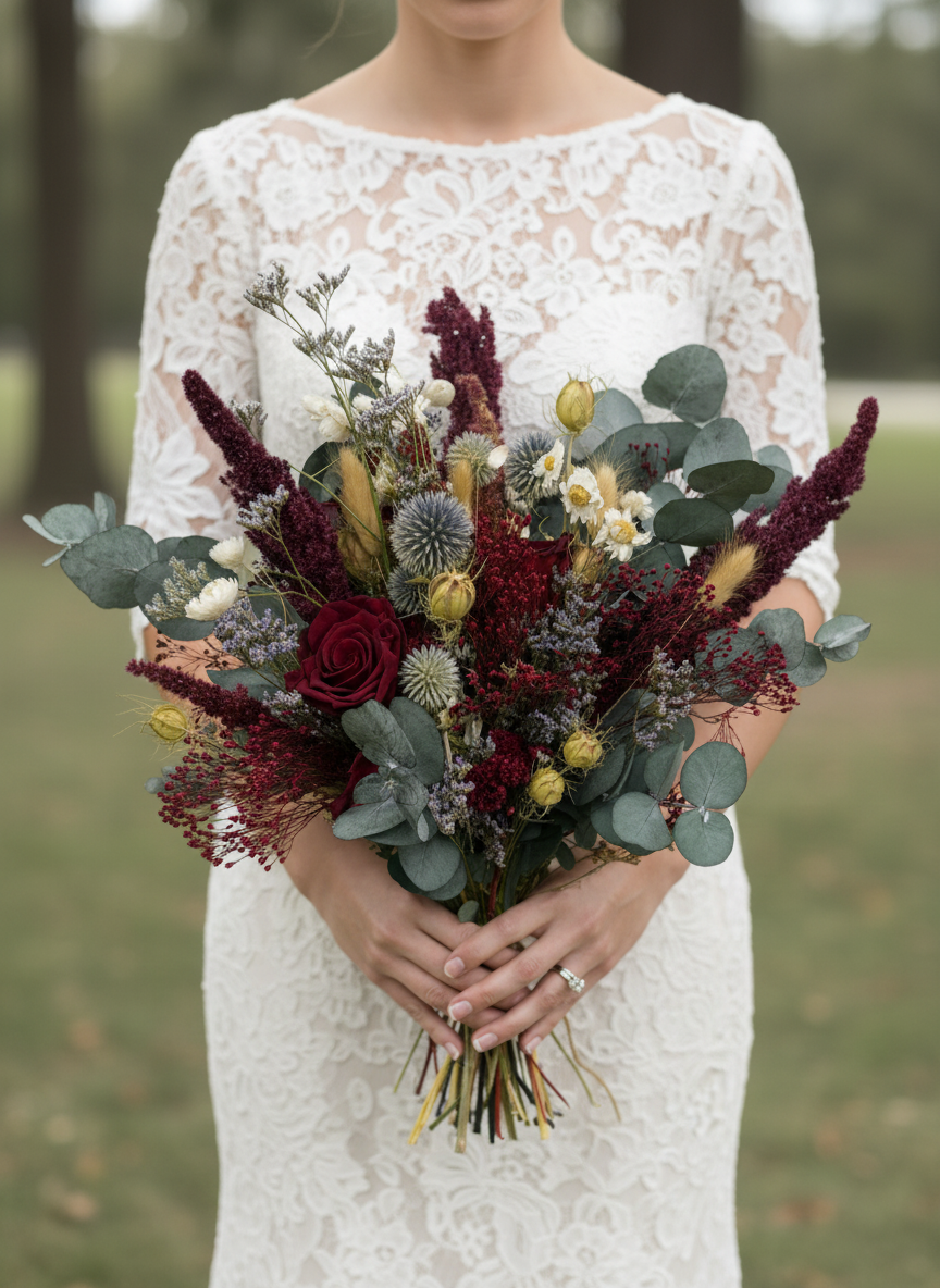 Imogen Burgundy Dried Flower Bouquet