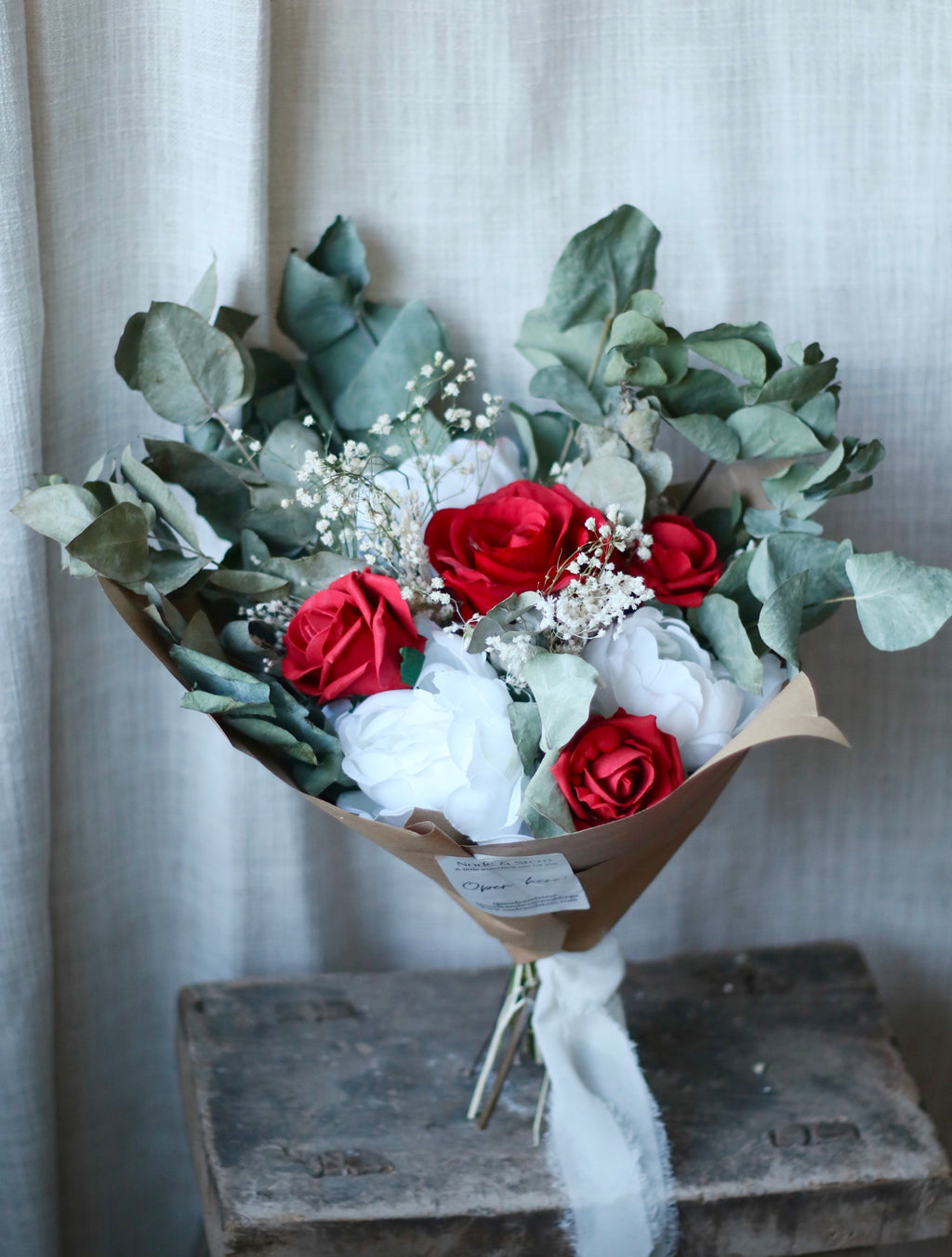 Scarlett White, Red & Green Bridal Bouquet