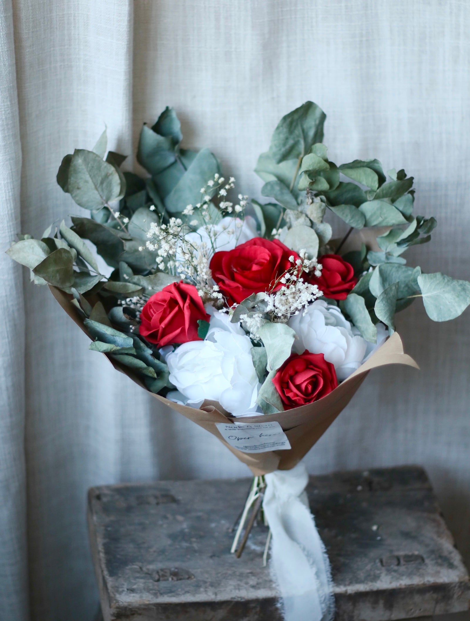 Scarlett White, Red & Green Bridal Bouquet