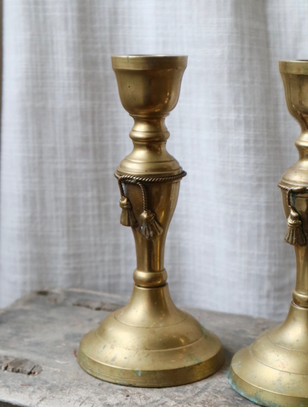 Pair of Antique Brass Gold Candlesticks