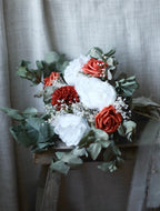 Maya Burnt Orange, White & Green Bridal Bouquet