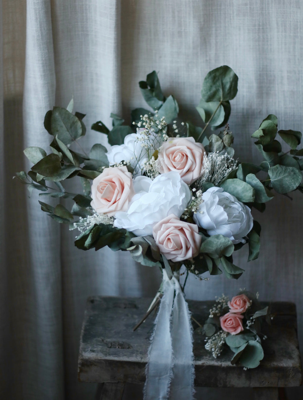 Julia Pink Rose & White Peony Bouquet