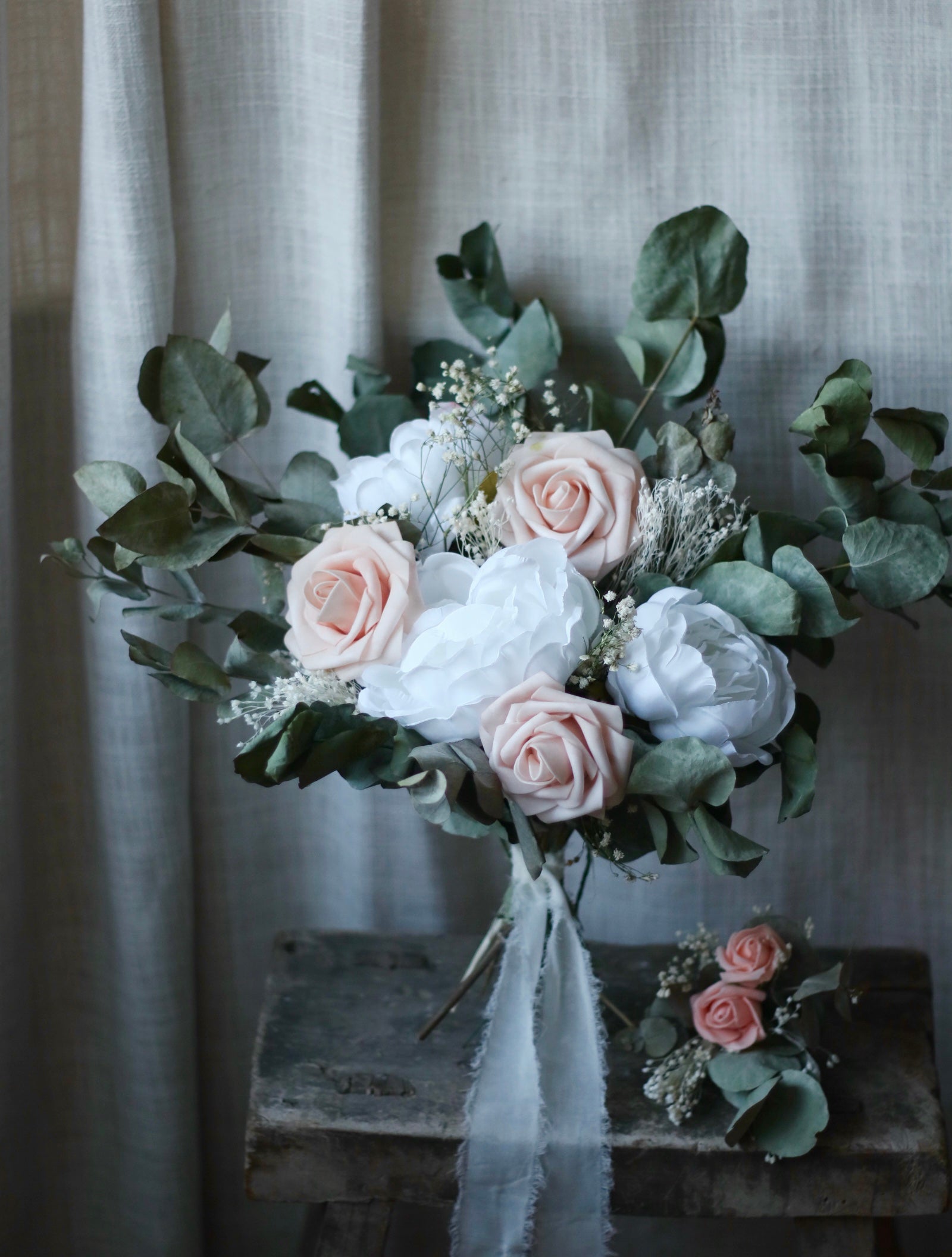 Julia Pink Rose & White Peony Bouquet