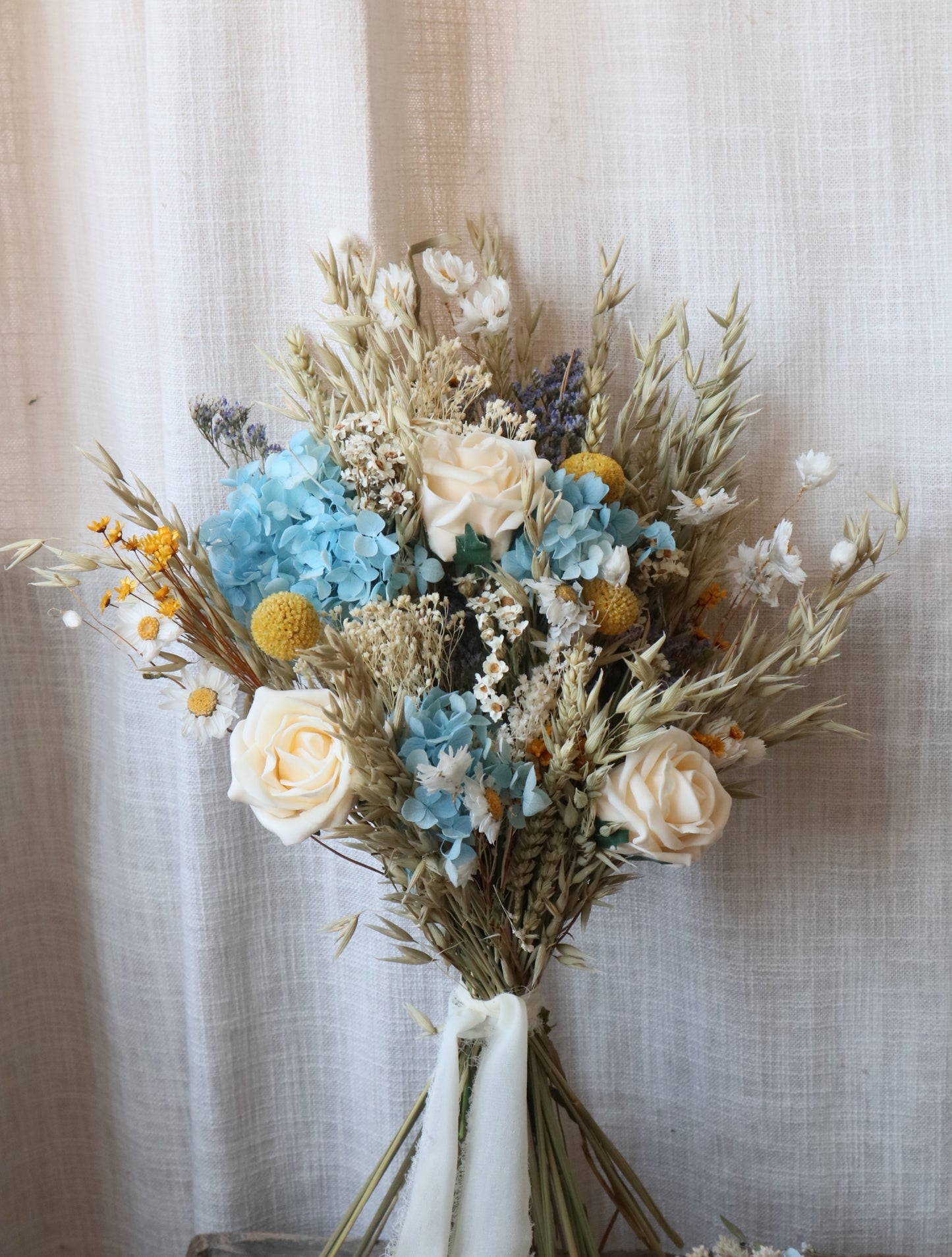 Lottie Blue, White & Yellow Bridal Bouquet