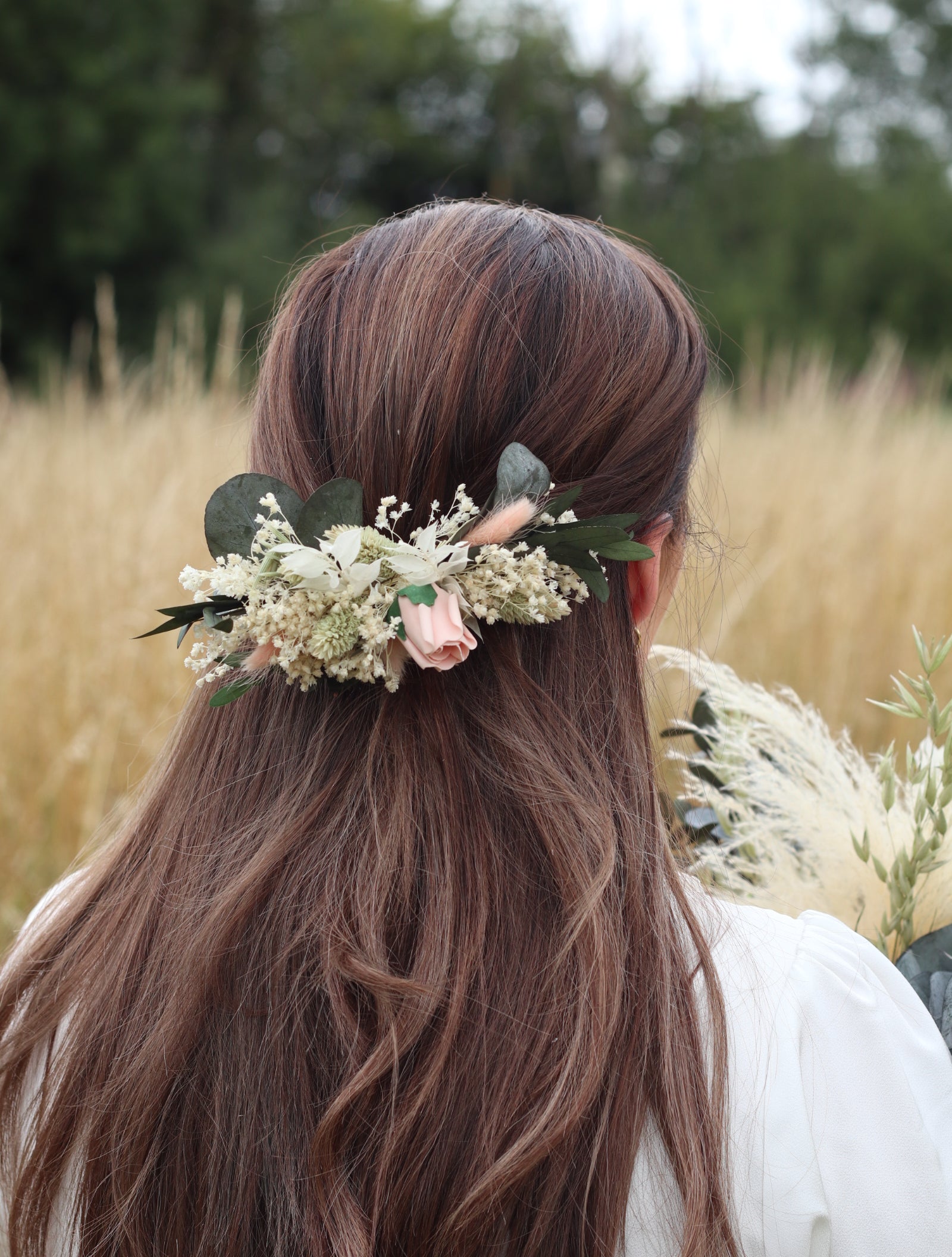 Chloe | Pink, Green & White Dried Flower Bouquet