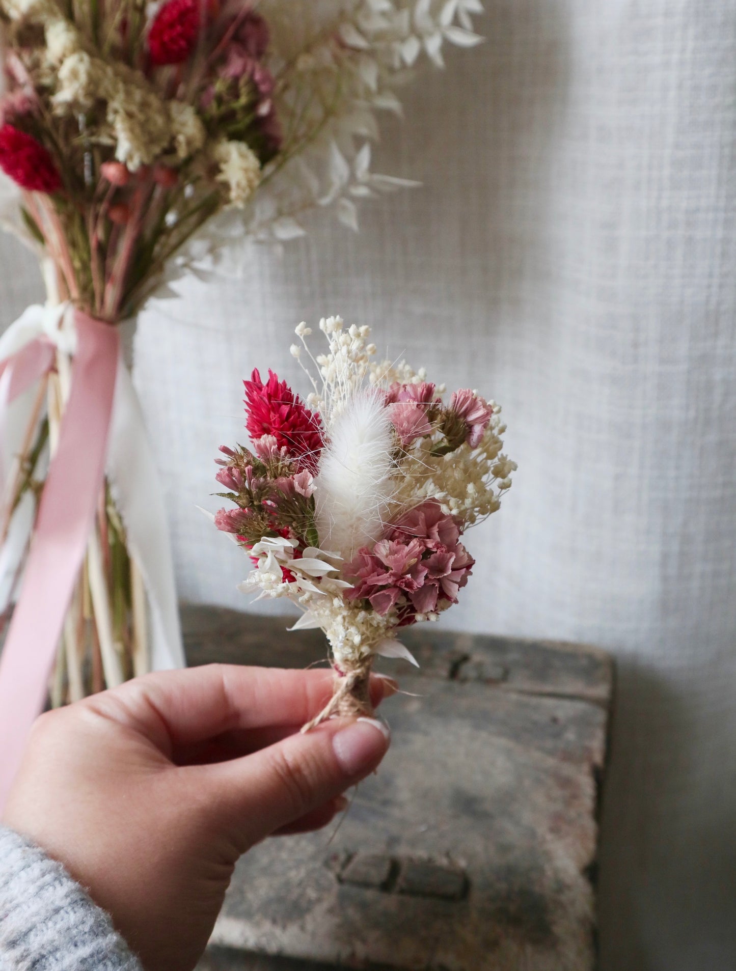 Sofia | Pink, Peach & White Dried Flower Bouquet