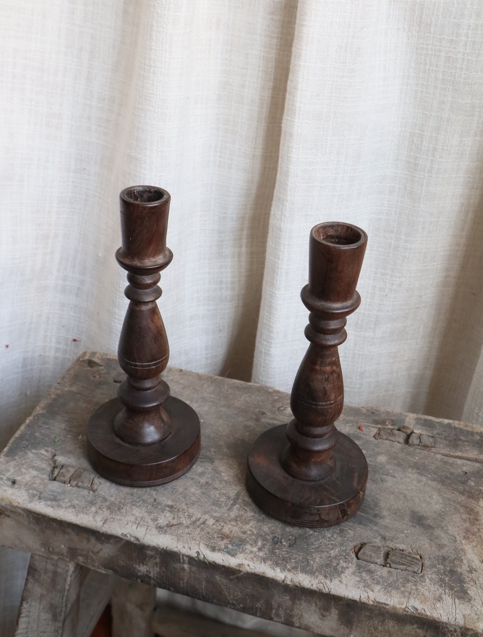 Antique Wooden Candlestick