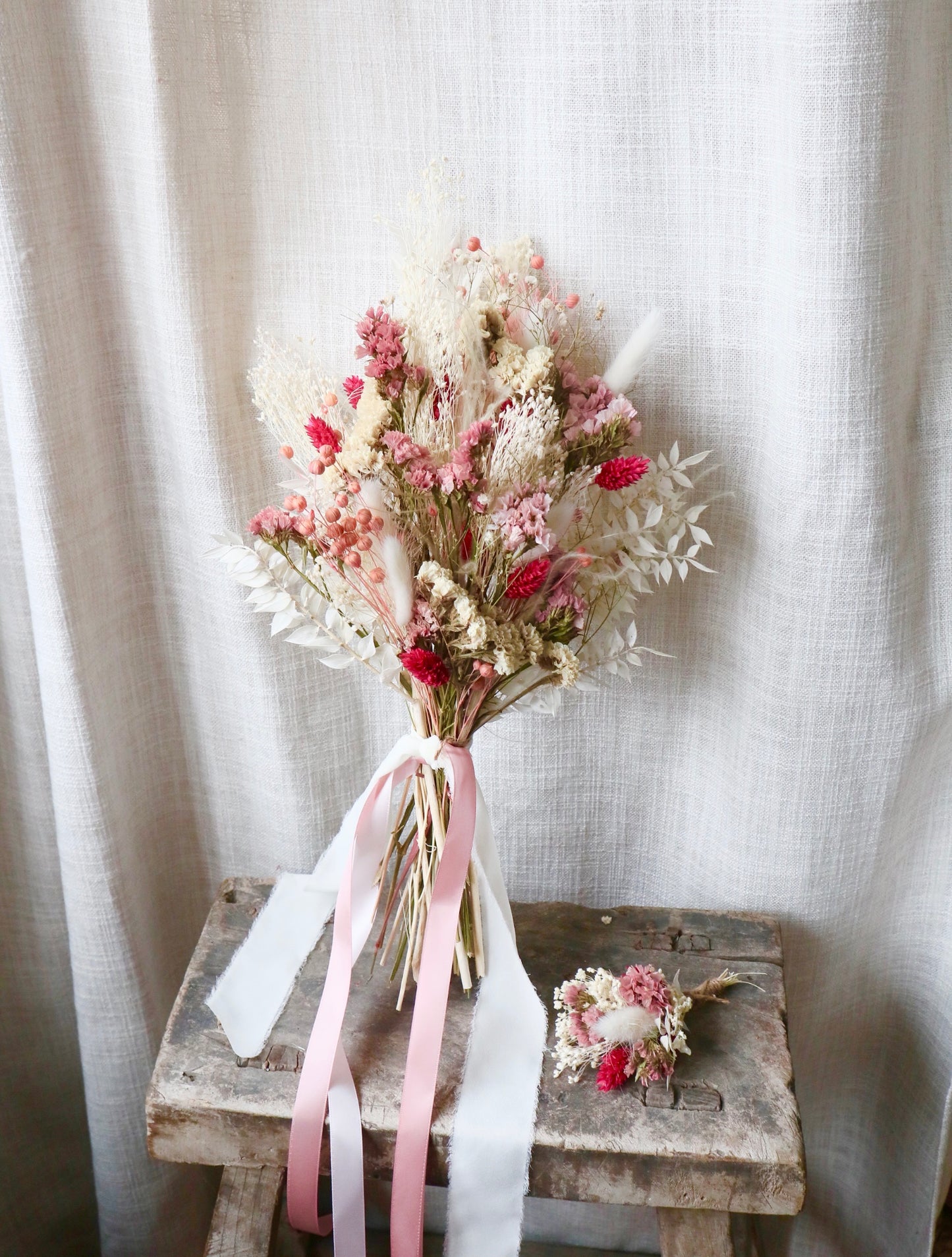 Sofia | Pink, Peach & White Dried Flower Bouquet