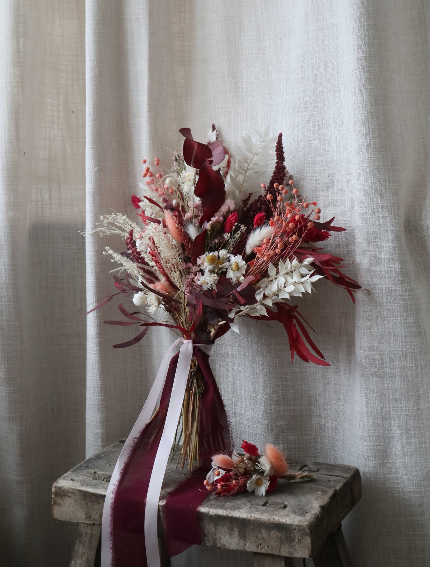 Magenta | Pink, Peach & Burgundy Dried Flower Bouquet