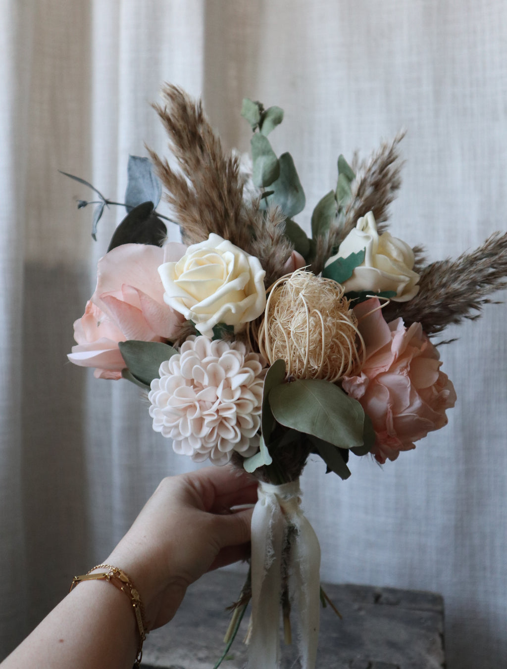 Grace blush Pink & Pampas Wedding Bouquet