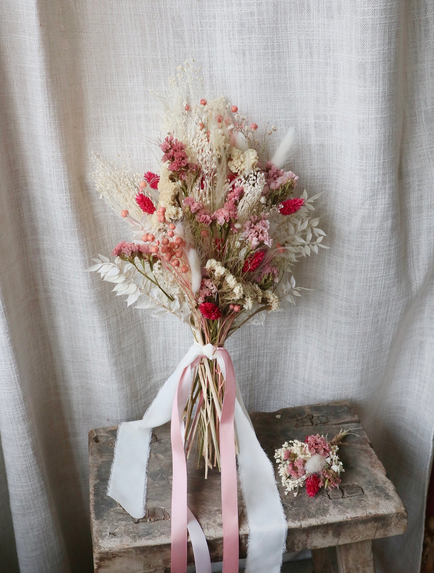 Sofia | Pink, Peach & White Dried Flower Bouquet